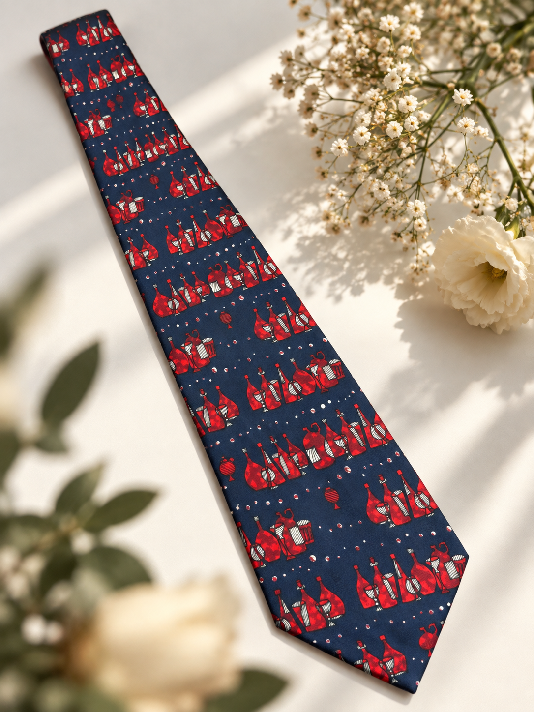 Wine Red Print Kravat