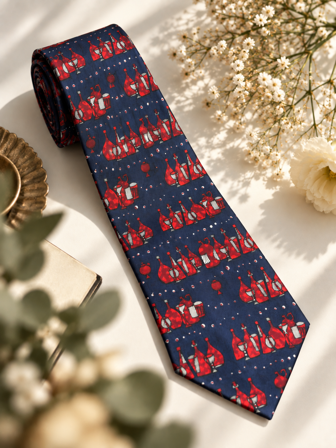 Wine Red Print Kravat