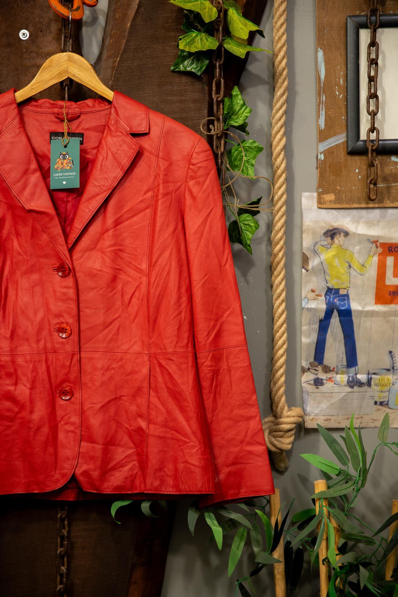 Y2K 90's Red Blazer Deri Ceket