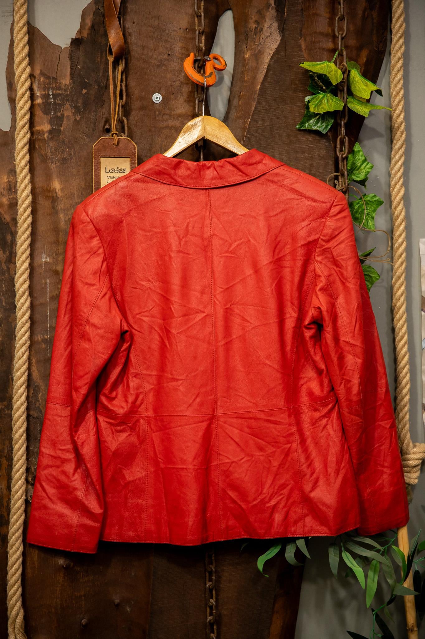 Y2K 90's Red Blazer Deri Ceket