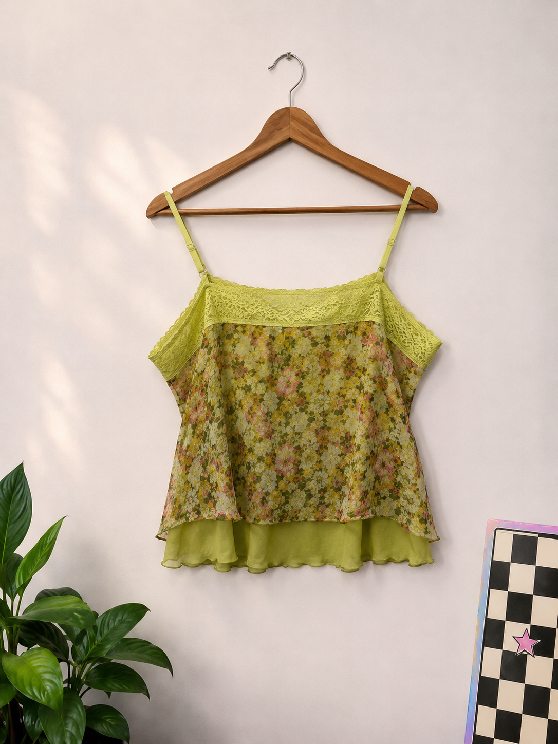 Y2K Italy Floral Askılı Bluz