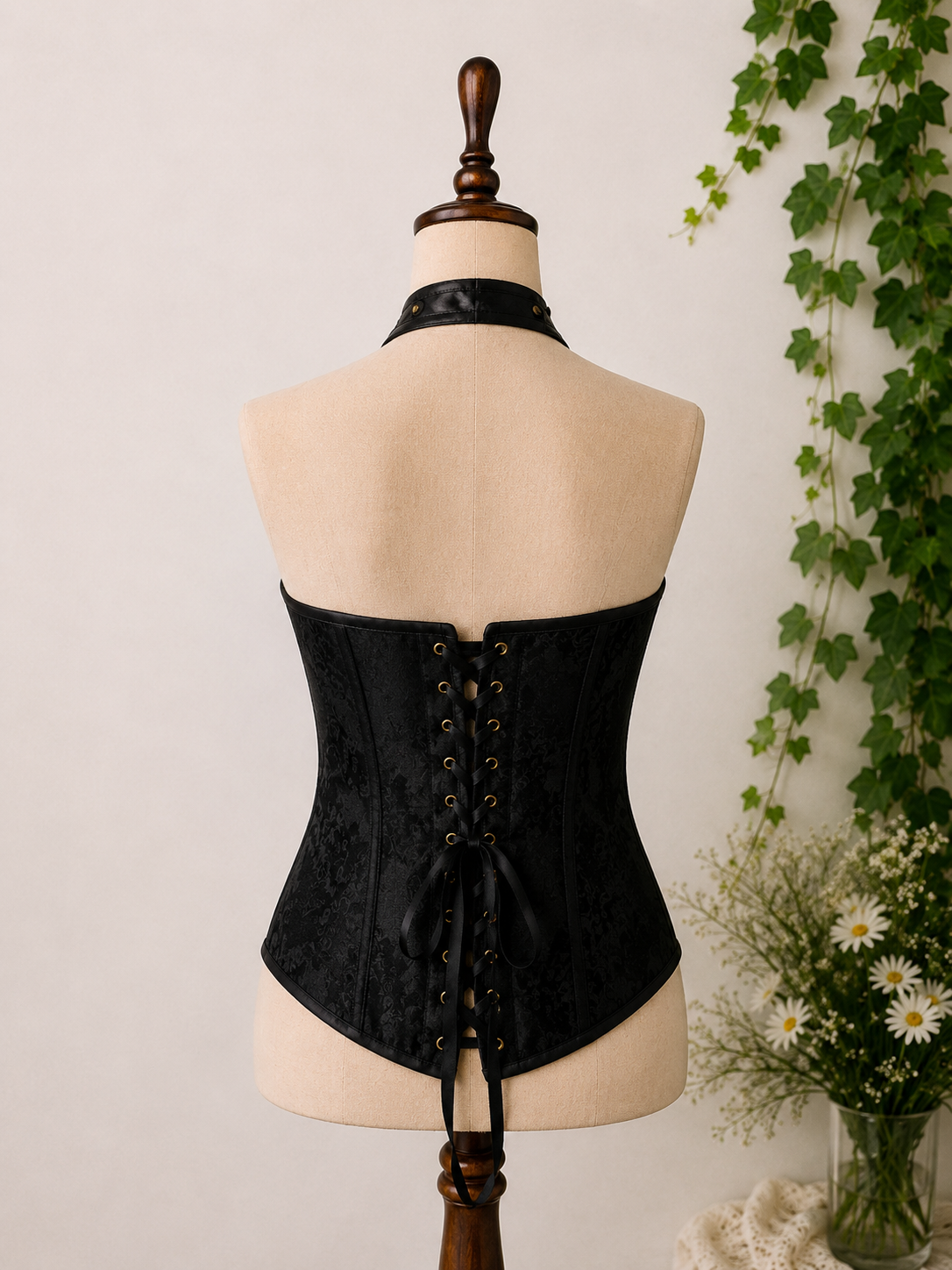 Y2K Metallic Gothic Black Korse