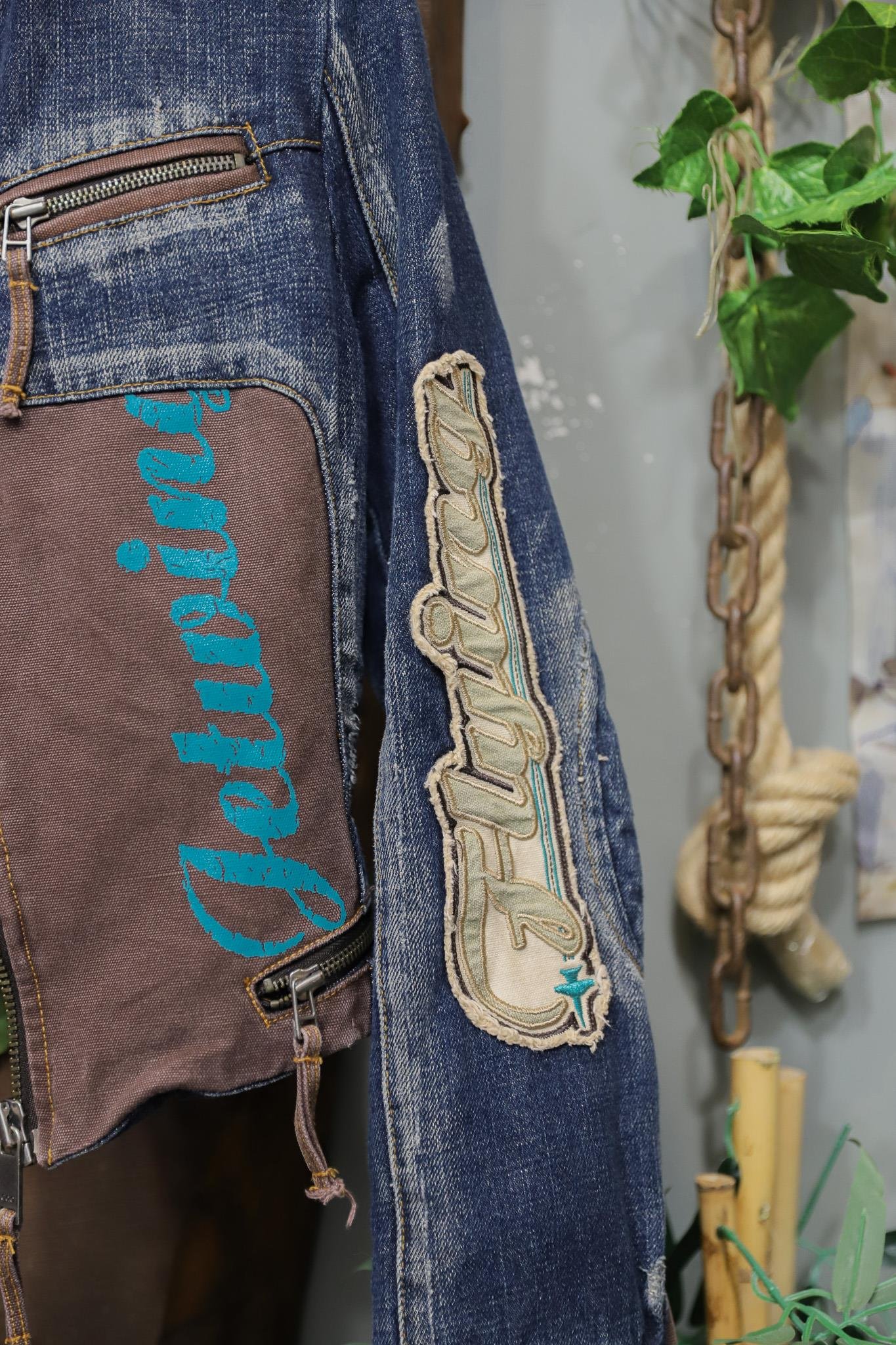 Y2K Moto Denim PatchWork Ceket
