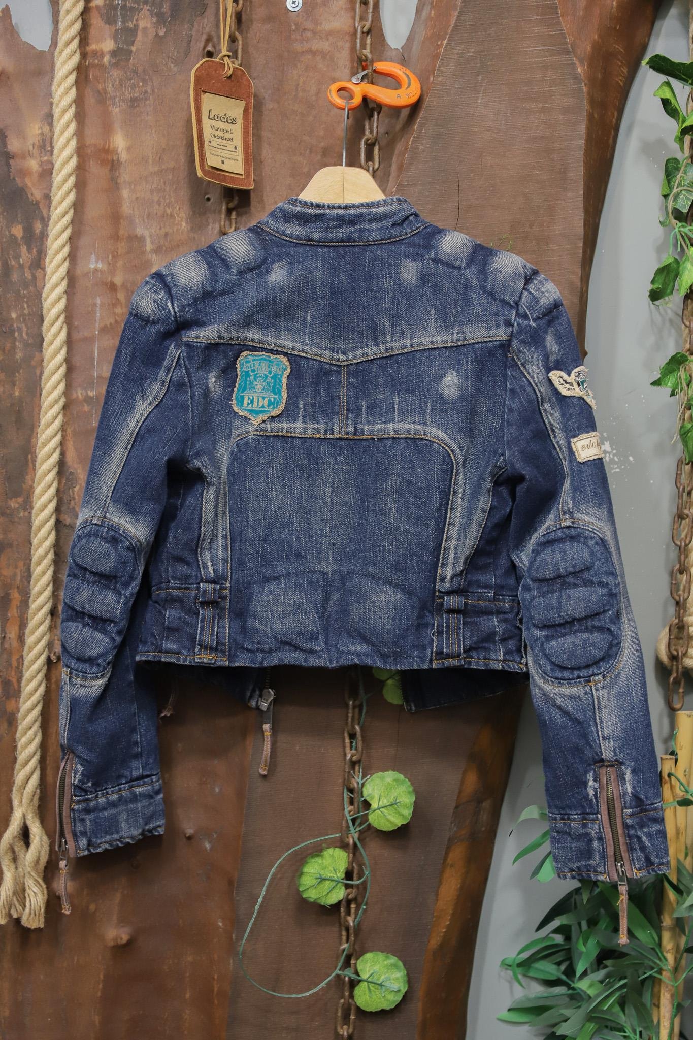 Y2K Moto Denim PatchWork Ceket