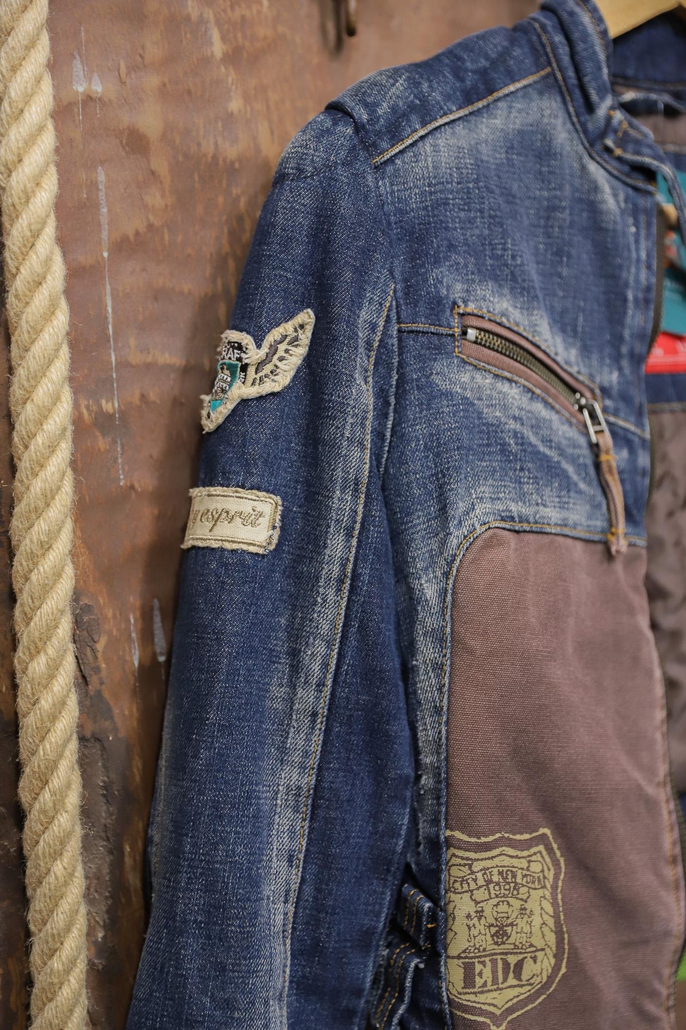 Y2K Moto Denim PatchWork Ceket