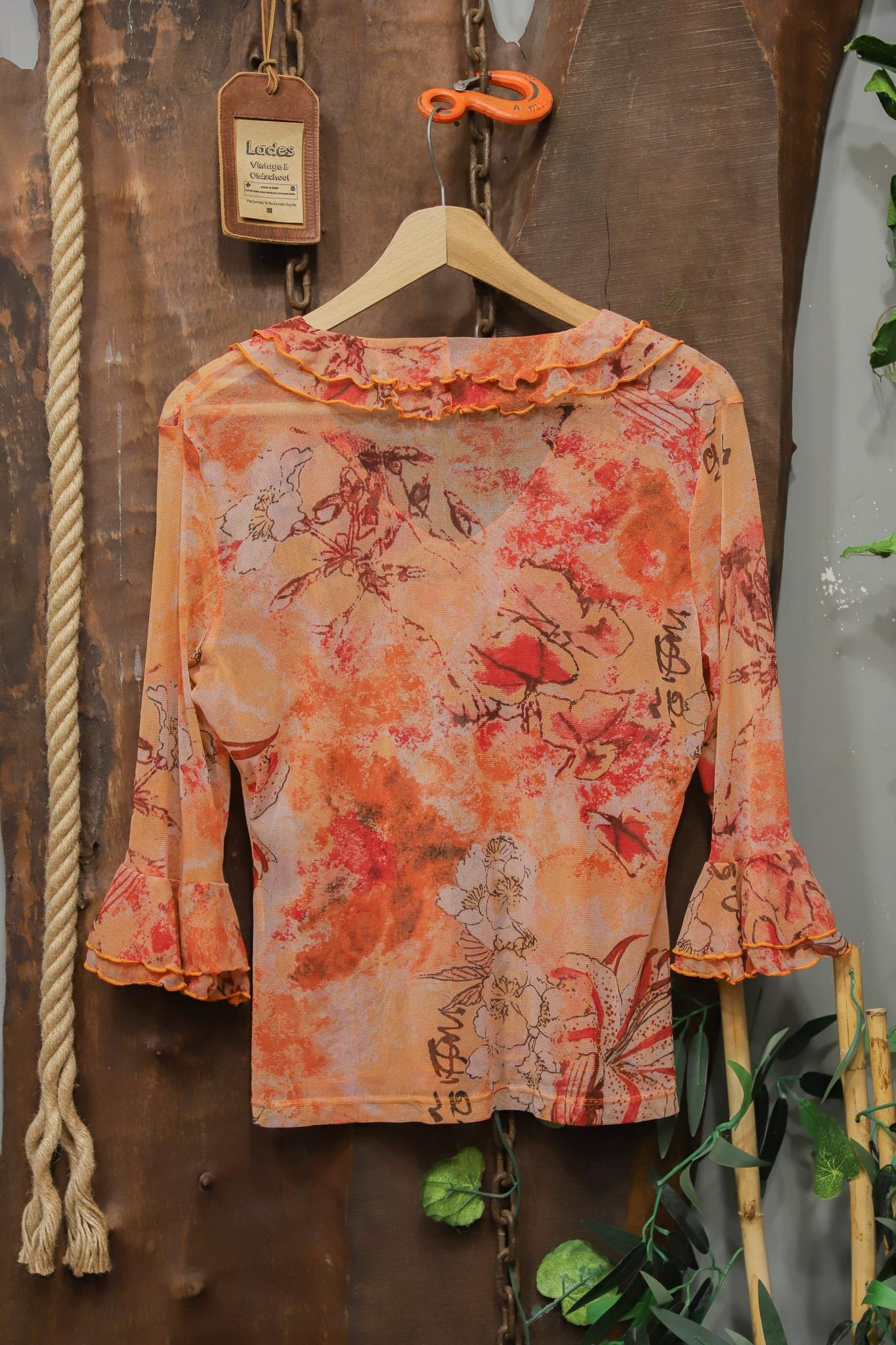Y2K Orange Boho Blouse
