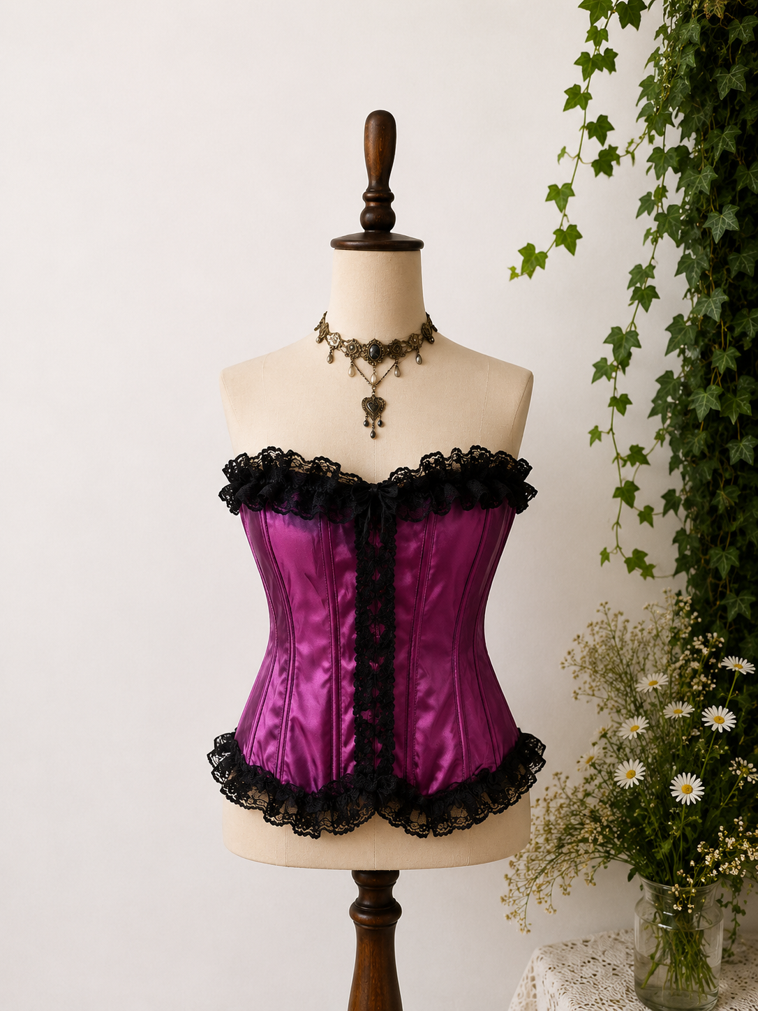 Y2K Purple Satin Korse