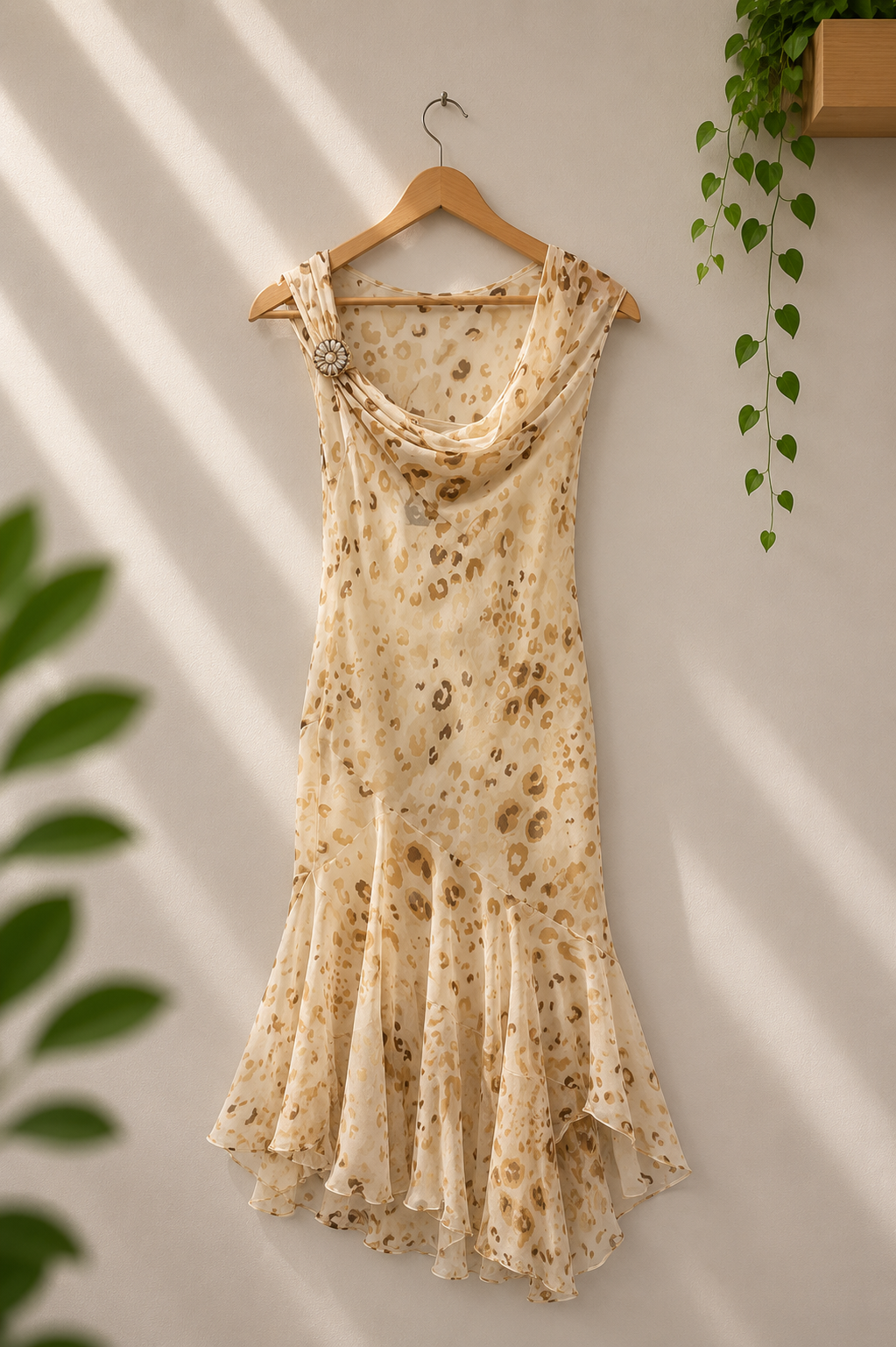 Y2K Soft Leopar Tokalı Elbise