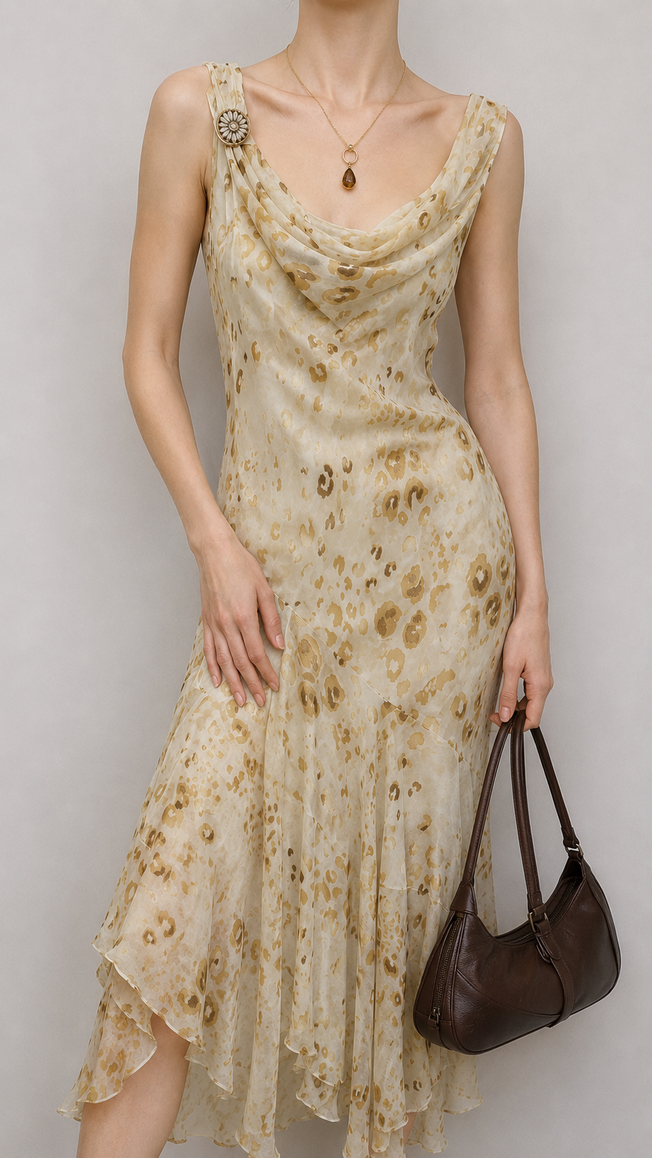 Y2K Soft Leopar Tokalı Elbise
