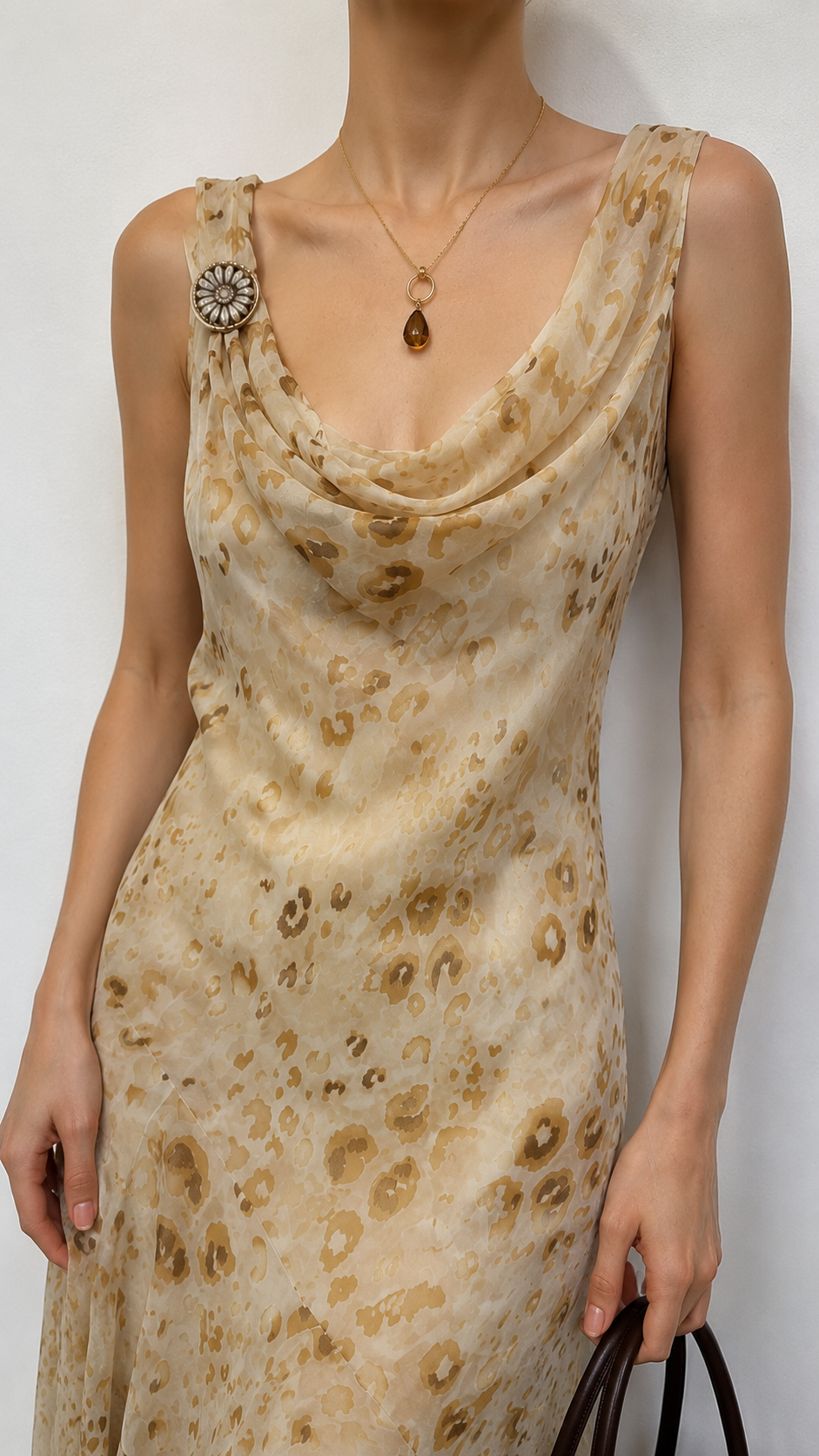 Y2K Soft Leopar Tokalı Elbise
