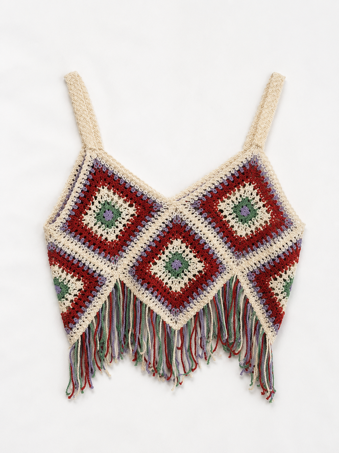 Y2K Tığ Örgülü Püsküllü Boho Crop
