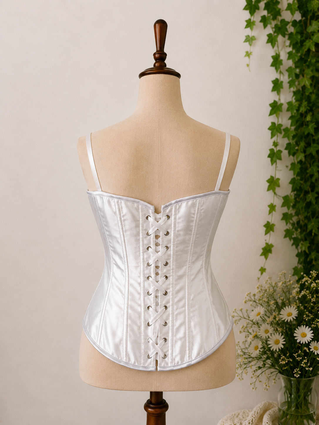 Y2K White Satin Korse