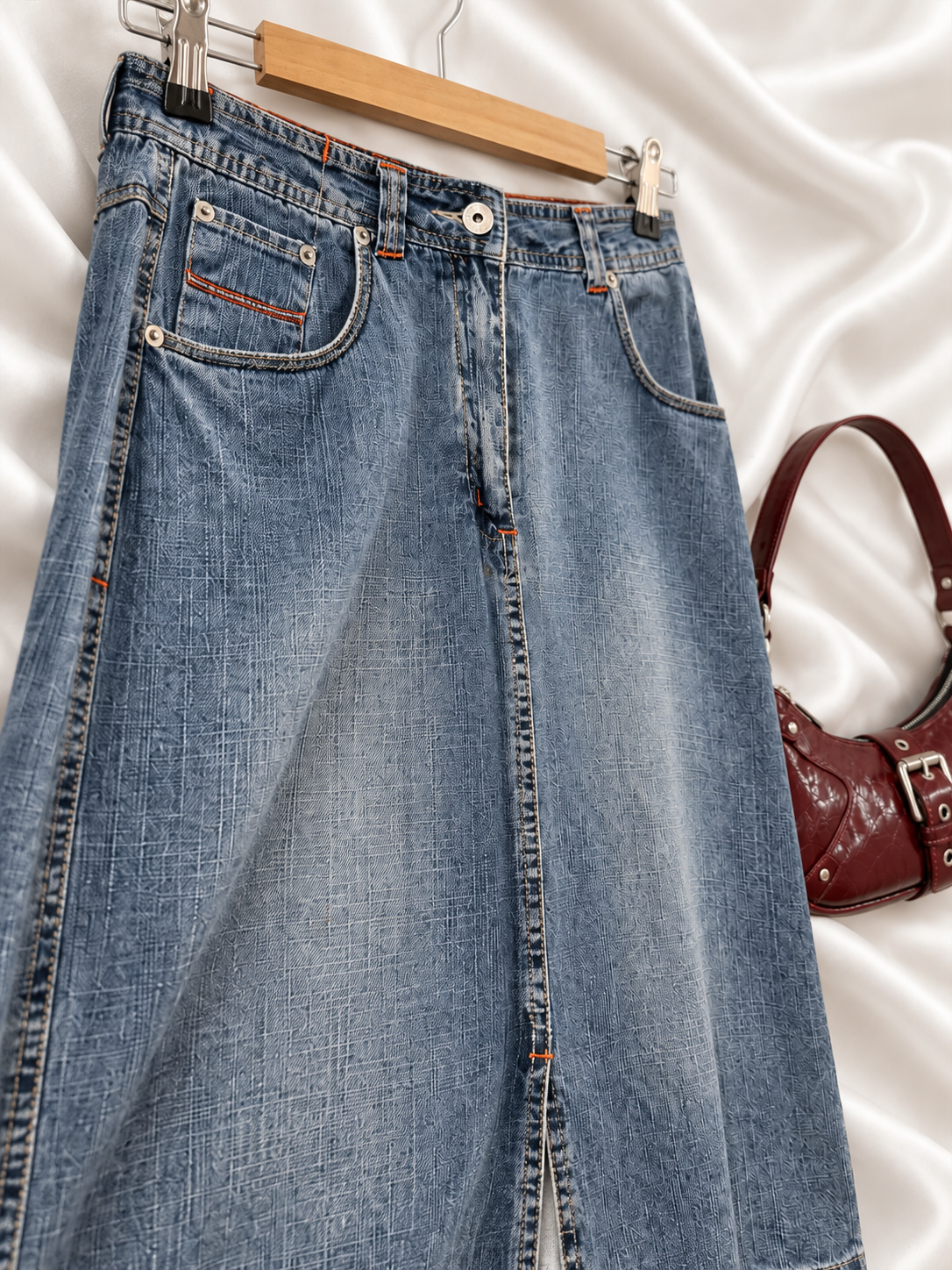 Y2K Yırtmaçlı Denim Etek