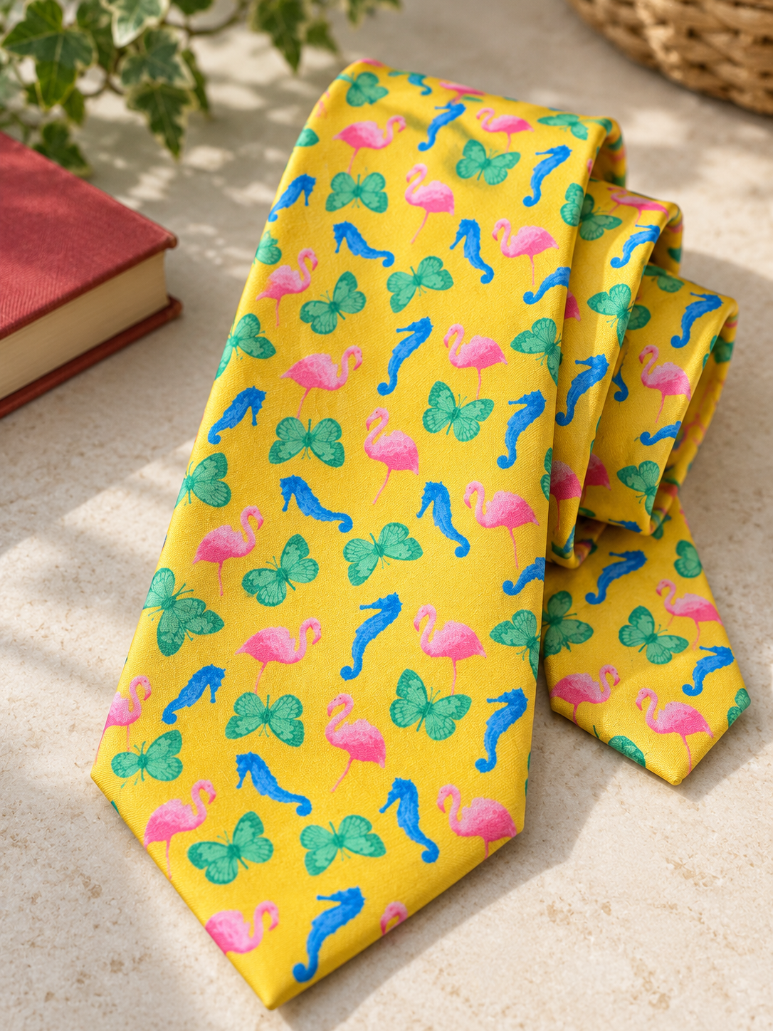 Yellow Flamingo Desenli Kravat