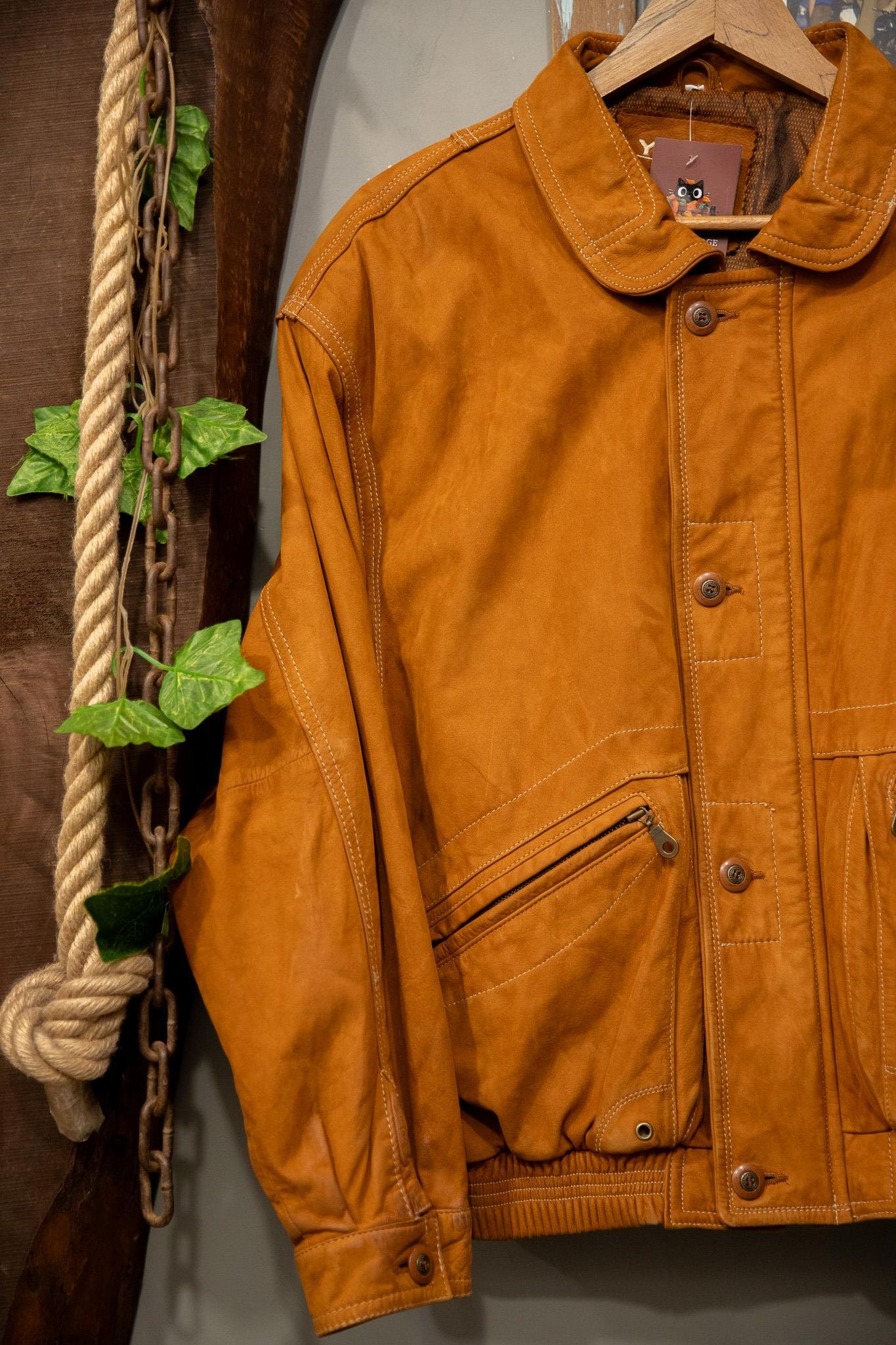 YORN&FURS Bomber Camel Deri Ceket