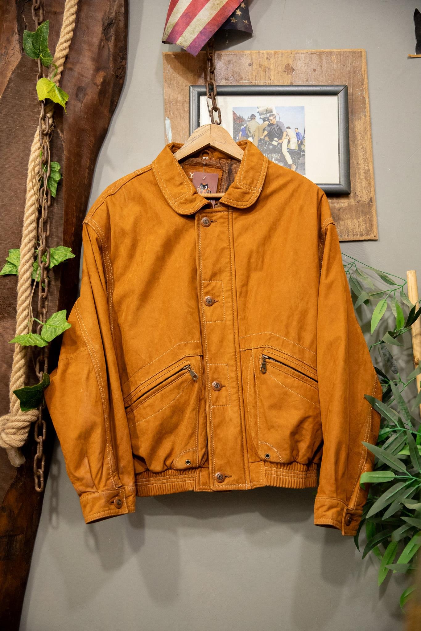 YORN&FURS Bomber Camel Deri Ceket