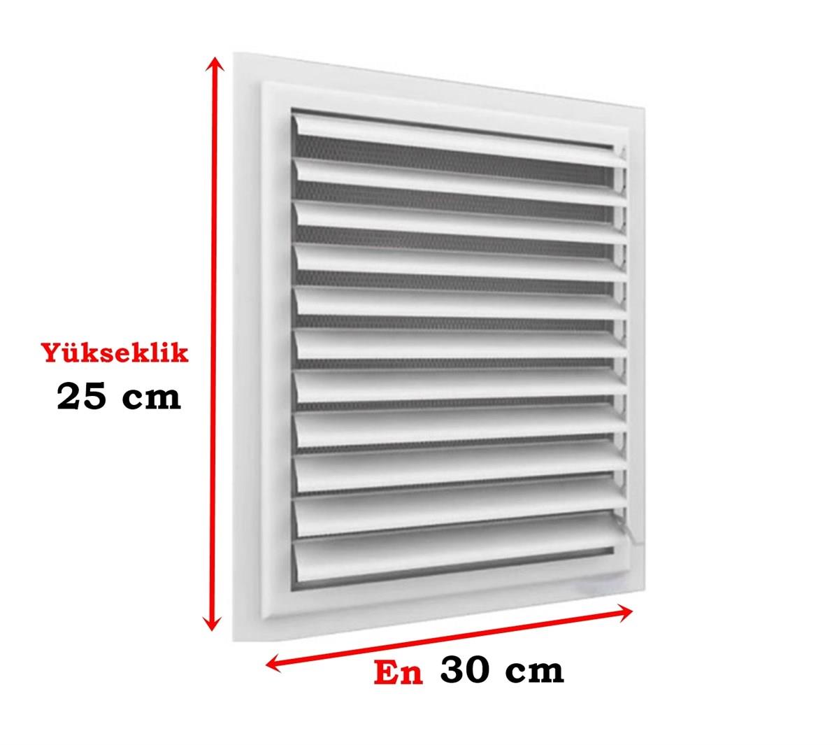 25 cm x 30 cm Alüminyum Hareketli Menfez Yüzeysel Banyo Wc Havalandırma Menfezi Beyaz
