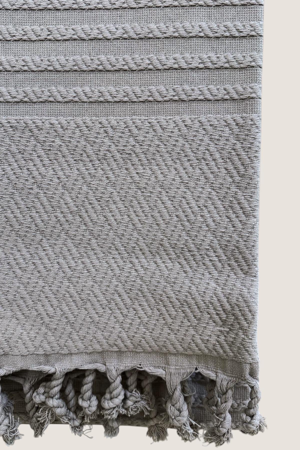 %100 PAMUK ÖRTÜ TV BATTANİYESİ ŞAL GRİ 97X163