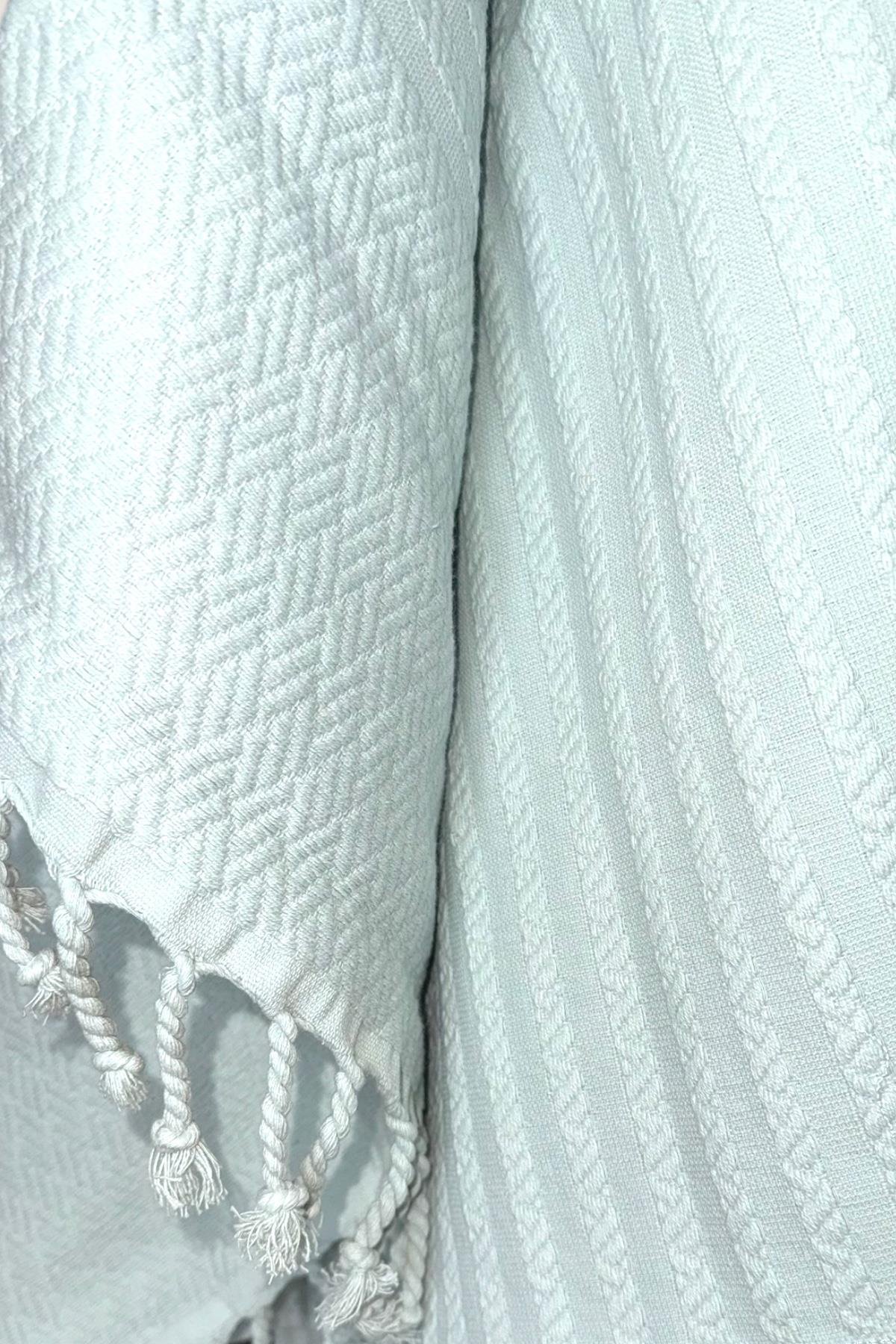 %100 PAMUK ÖRTÜ TV BATTANİYESİ ŞAL YEŞİL 97X163