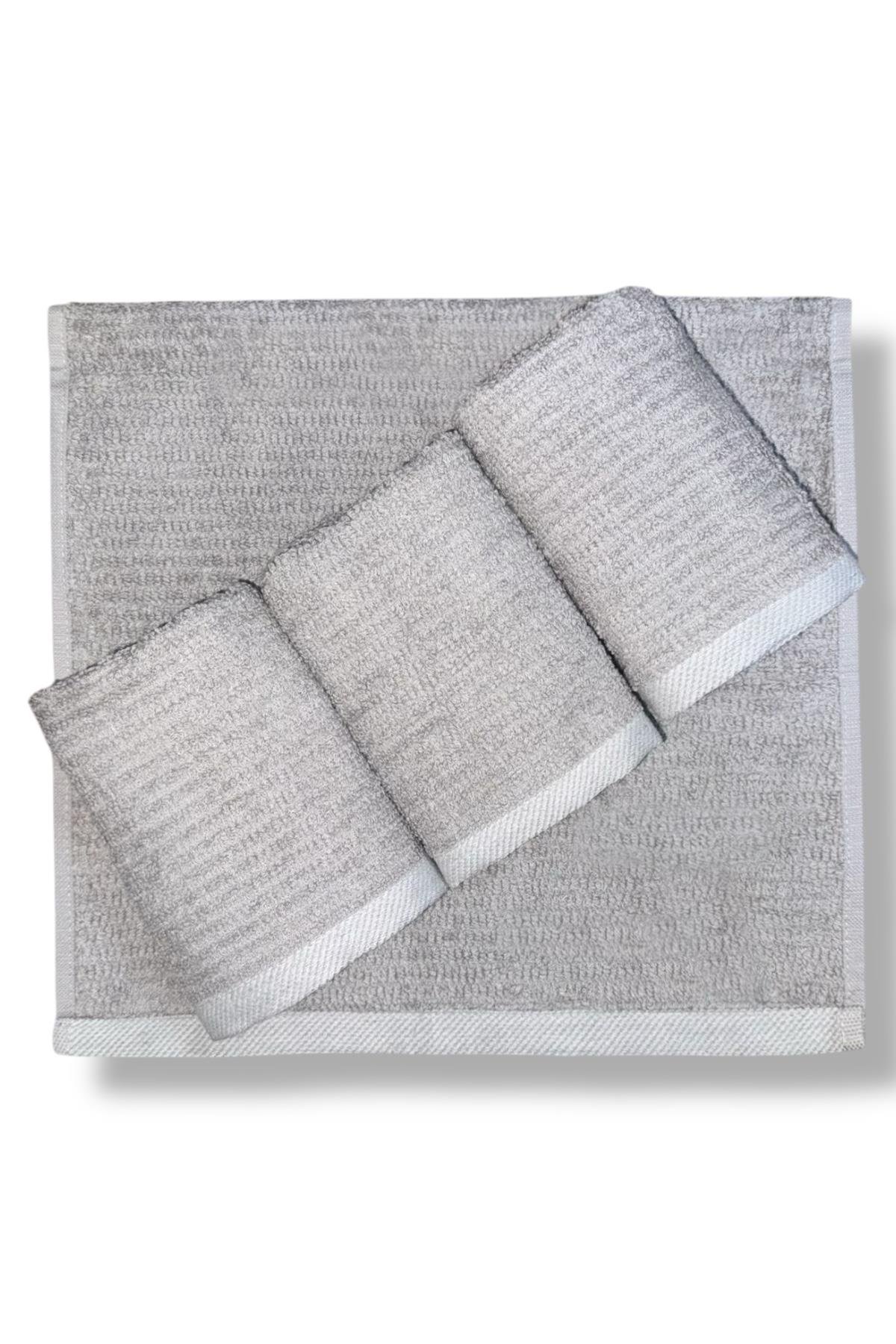 4 ADET %100 PAMUK EL HAVLUSU PERLE GRİ 50*30
