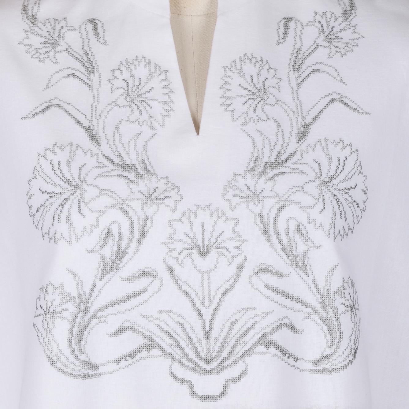 KARANFİL DESENLİ NAKIŞLI GÖMLEK