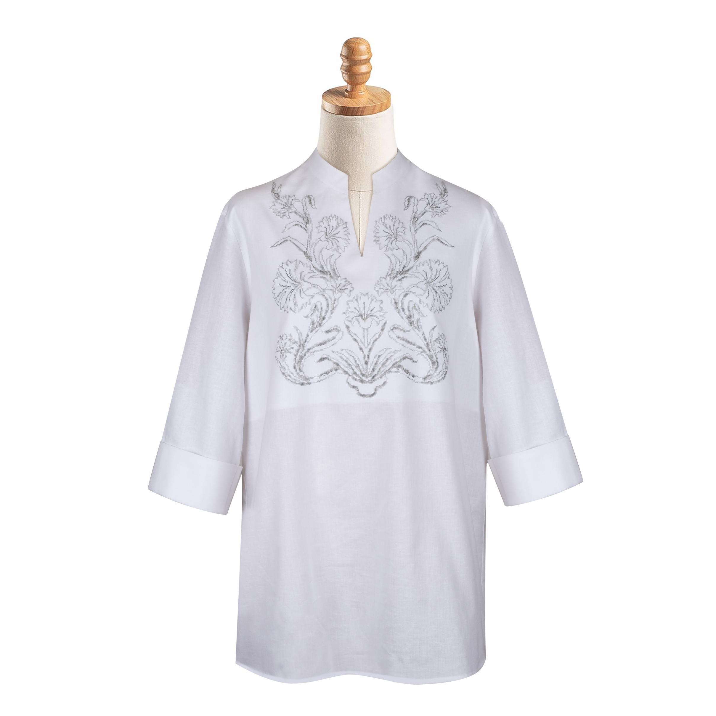 KARANFİL DESENLİ NAKIŞLI GÖMLEK