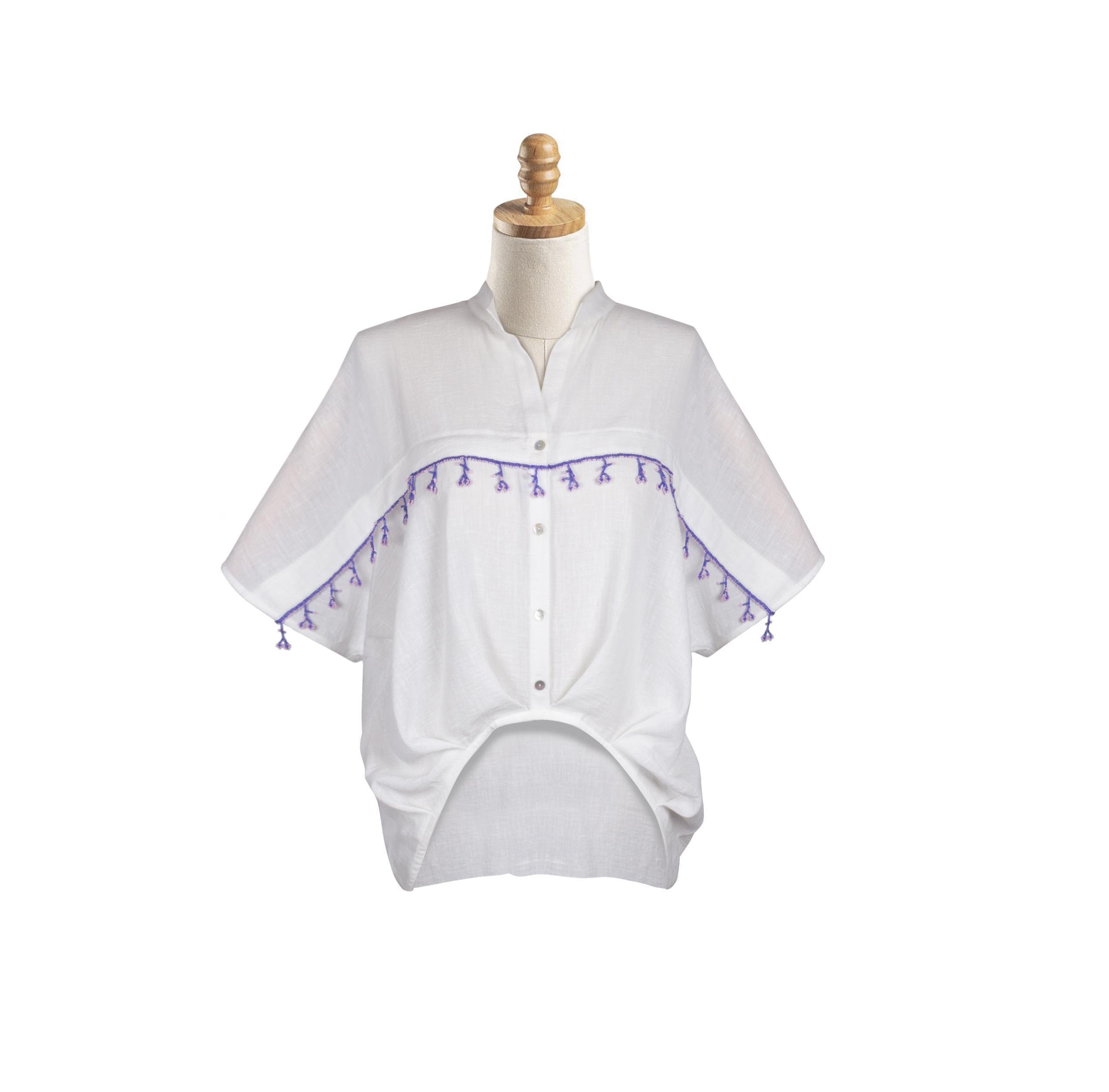 MOR BONCUK OYALI KOTON GÖMLEK