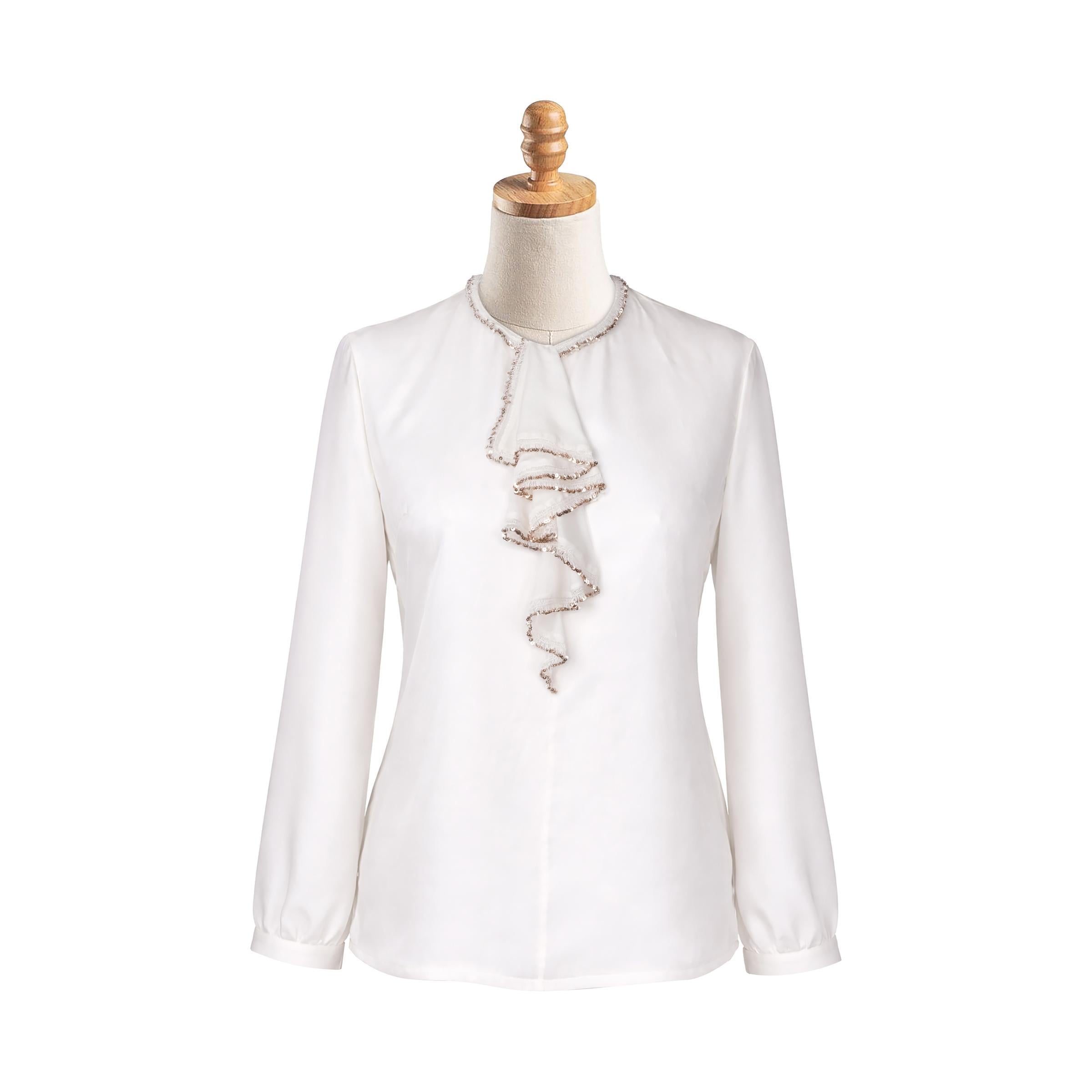 PULLU YAKALI İPEK BLUZ