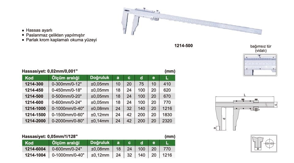 Insize 1214-500 Mekanik Kumpas