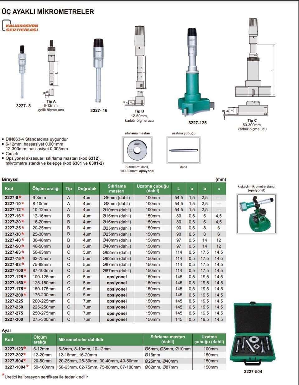 Insize 3227-8 İç Çap Mikrometresi