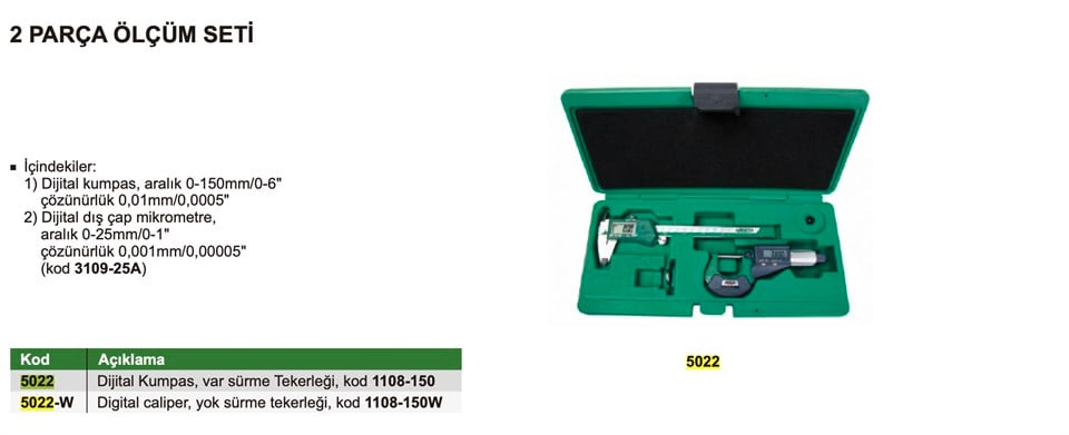 Insize 5022 Parça Ölçüm Seti