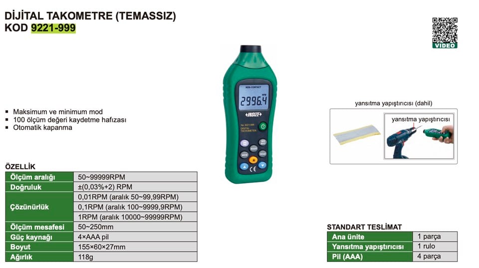 Insize 9221-999 Dijital Takometre