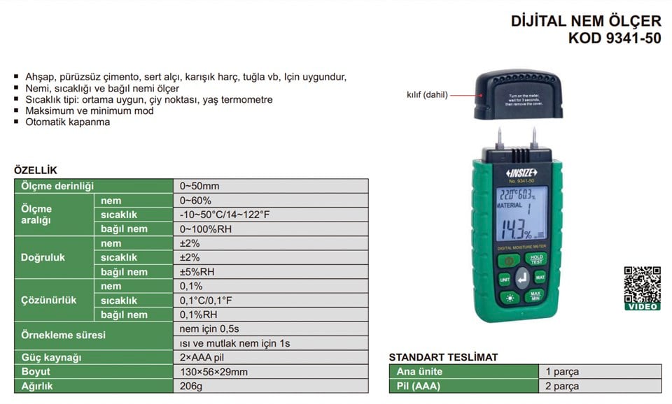Insize 9341-50 Dijital Nem Ölçer