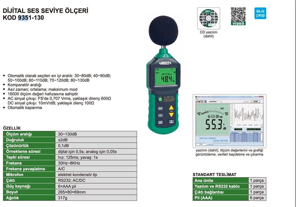 Insize 9352-130 Dijital Ses Seviye Ölçer