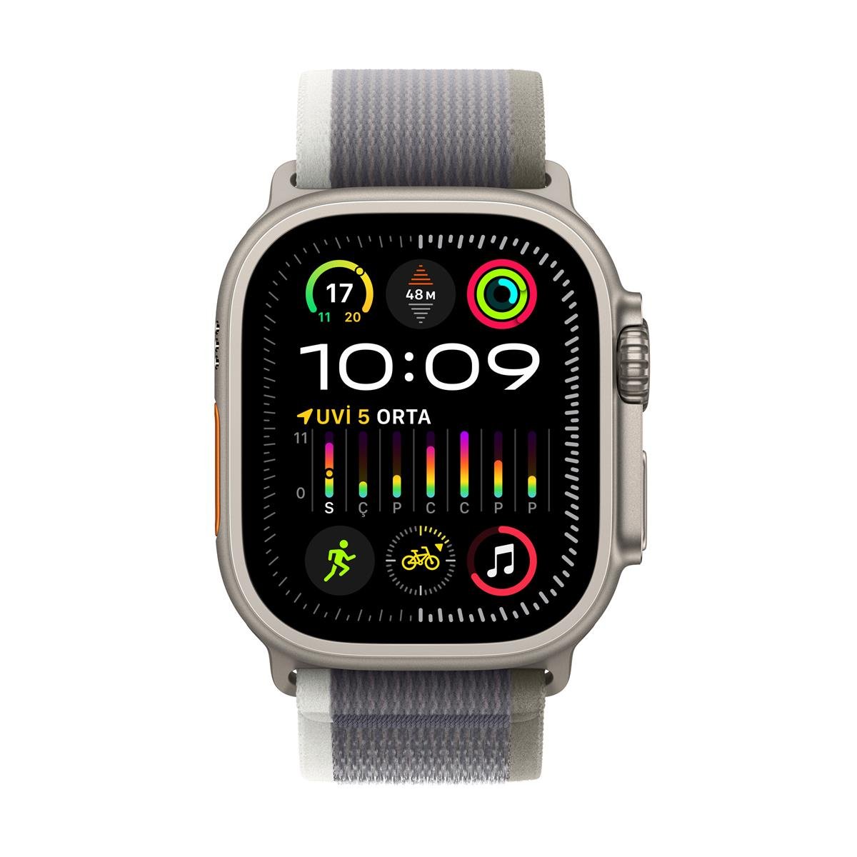 Apple Watch Ultra 2 GPS + Cellular 49mm Titanyum Kasa ve Yeşil / Gri Trail Kordon (S/M) - MRF33TU/A