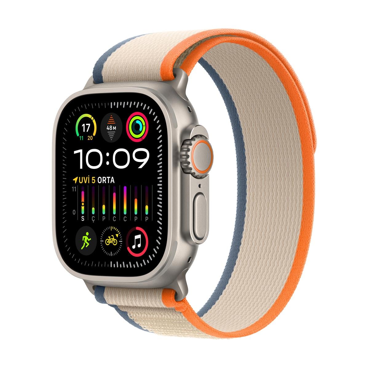 Apple Watch Ultra 2 GPS + Cellular 49mm Titanyum Kasa ve Turuncu / Bej Trail Kordon (S/M) - MRF13TU/A