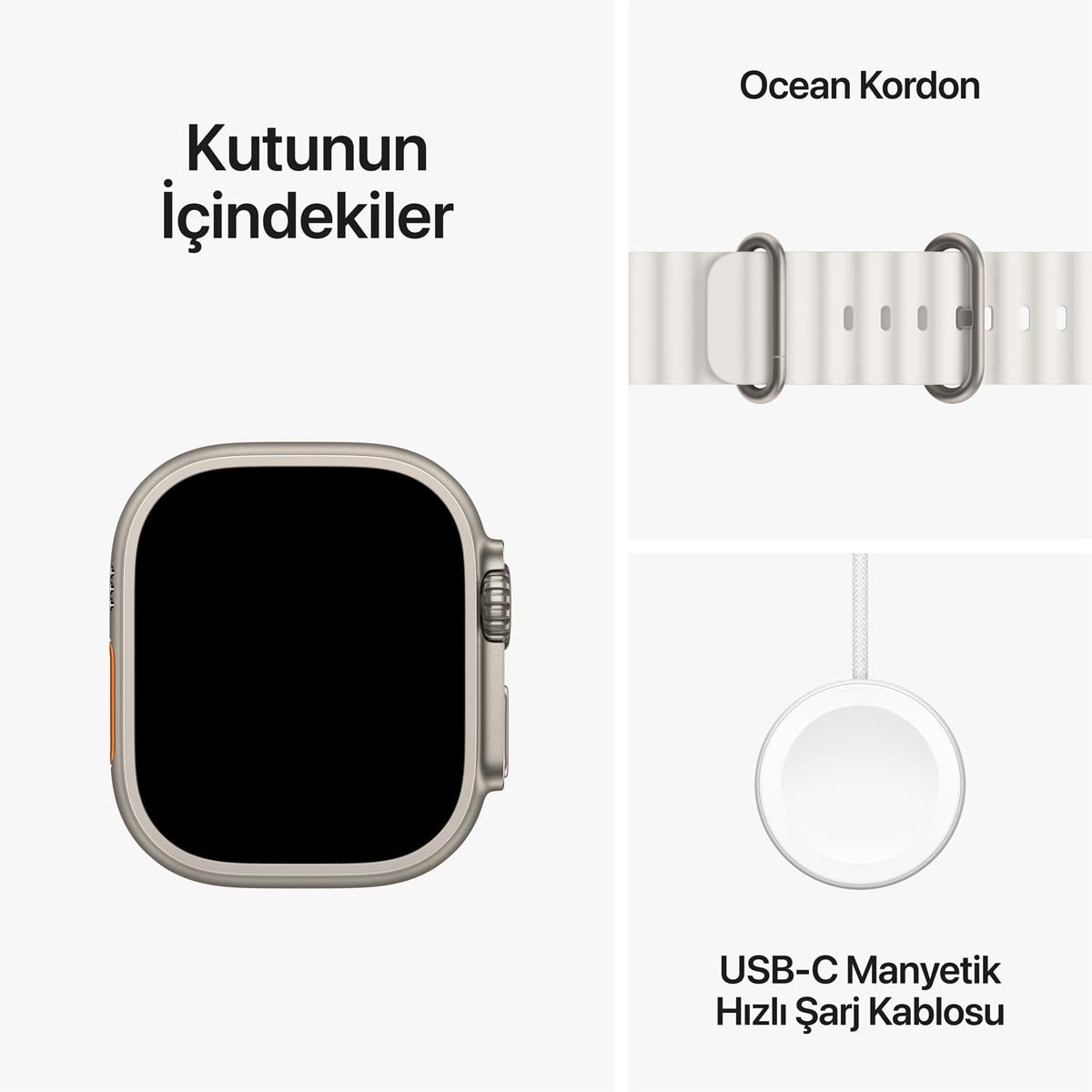 Apple Watch Ultra 2 GPS + Cellular 49mm Titanyum Kasa ve Beyaz Ocean Kordon - MREJ3TU/A