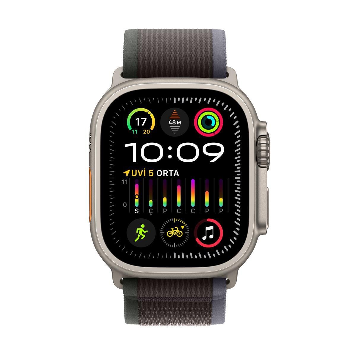 Apple Watch Ultra 2 GPS + Cellular 49mm Titanyum Kasa ve Mavi / Siyah Trail Kordon (S/M) - MRF53TU/A