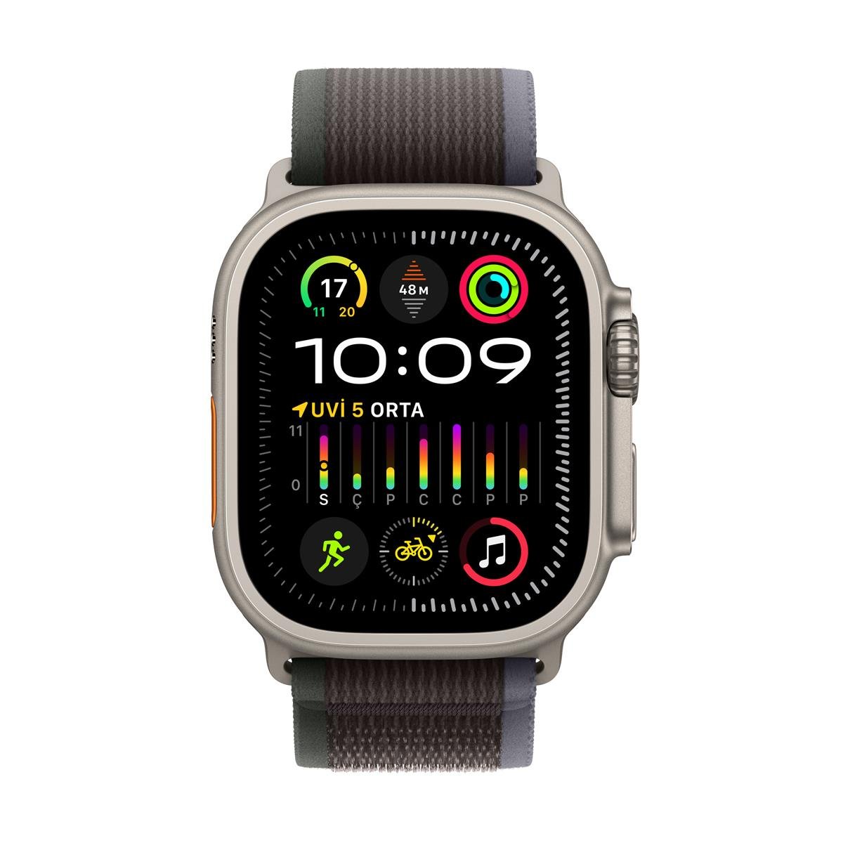 Apple Watch Ultra 2 GPS + Cellular 49mm Titanyum Kasa ve Mavi / Siyah Trail Kordon (S/M) - MRF53TU/A