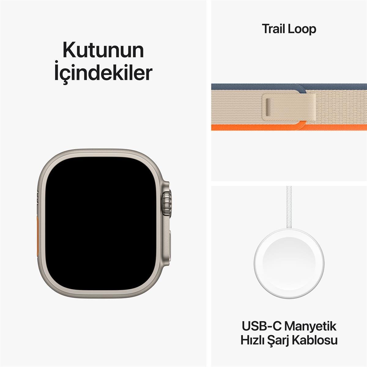 Apple Watch Ultra 2 GPS + Cellular 49mm Titanyum Kasa ve Turuncu / Bej Trail Kordon (S/M) - MRF13TU/A