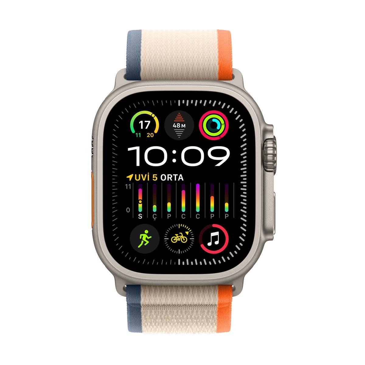 Apple Watch Ultra 2 GPS + Cellular 49mm Titanyum Kasa ve Turuncu / Bej Trail Kordon (S/M) - MRF13TU/A