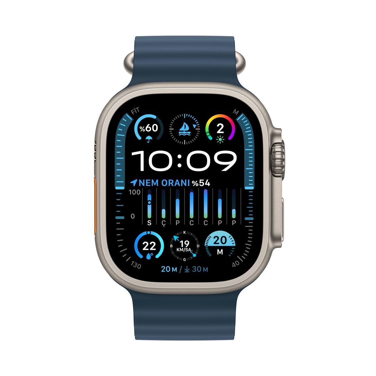 Apple Watch Ultra 2 GPS + Cellular 49mm Titanyum Kasa ve Mavi Ocean Kordon - MREG3TU/A