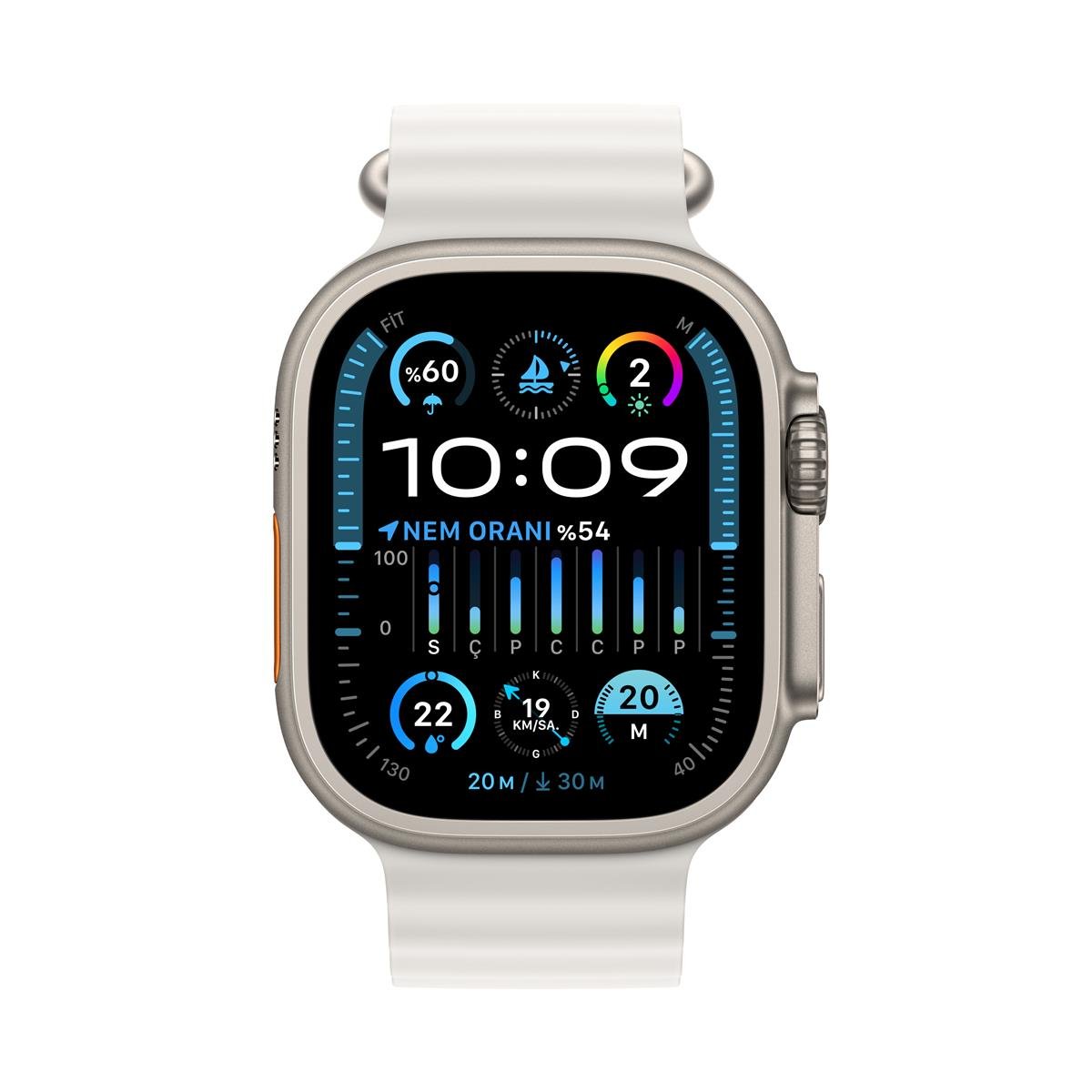 Apple Watch Ultra 2 GPS + Cellular 49mm Titanyum Kasa ve Beyaz Ocean Kordon - MREJ3TU/A