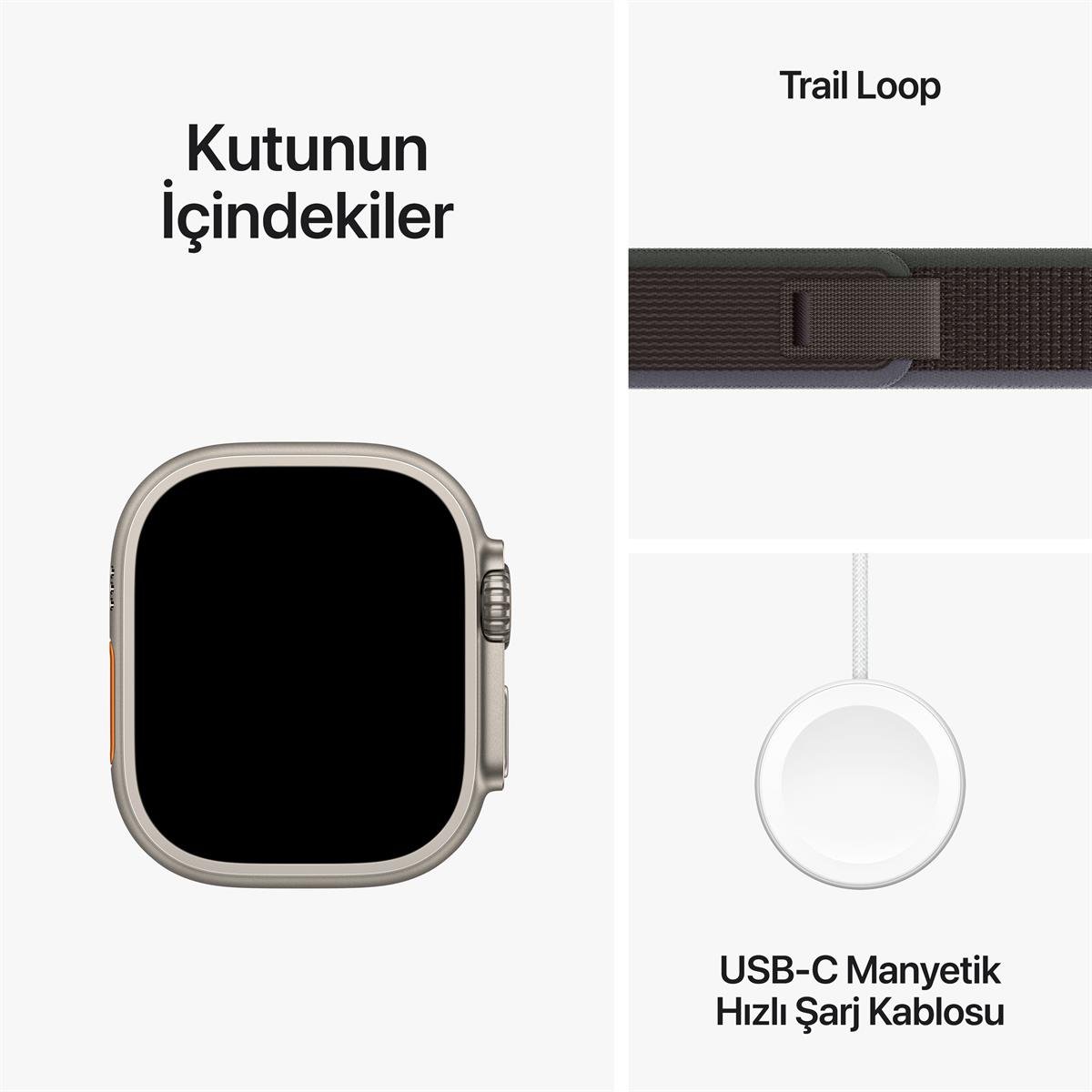 Apple Watch Ultra 2 GPS + Cellular 49mm Titanyum Kasa ve Mavi / Siyah Trail Kordon (S/M) - MRF53TU/A