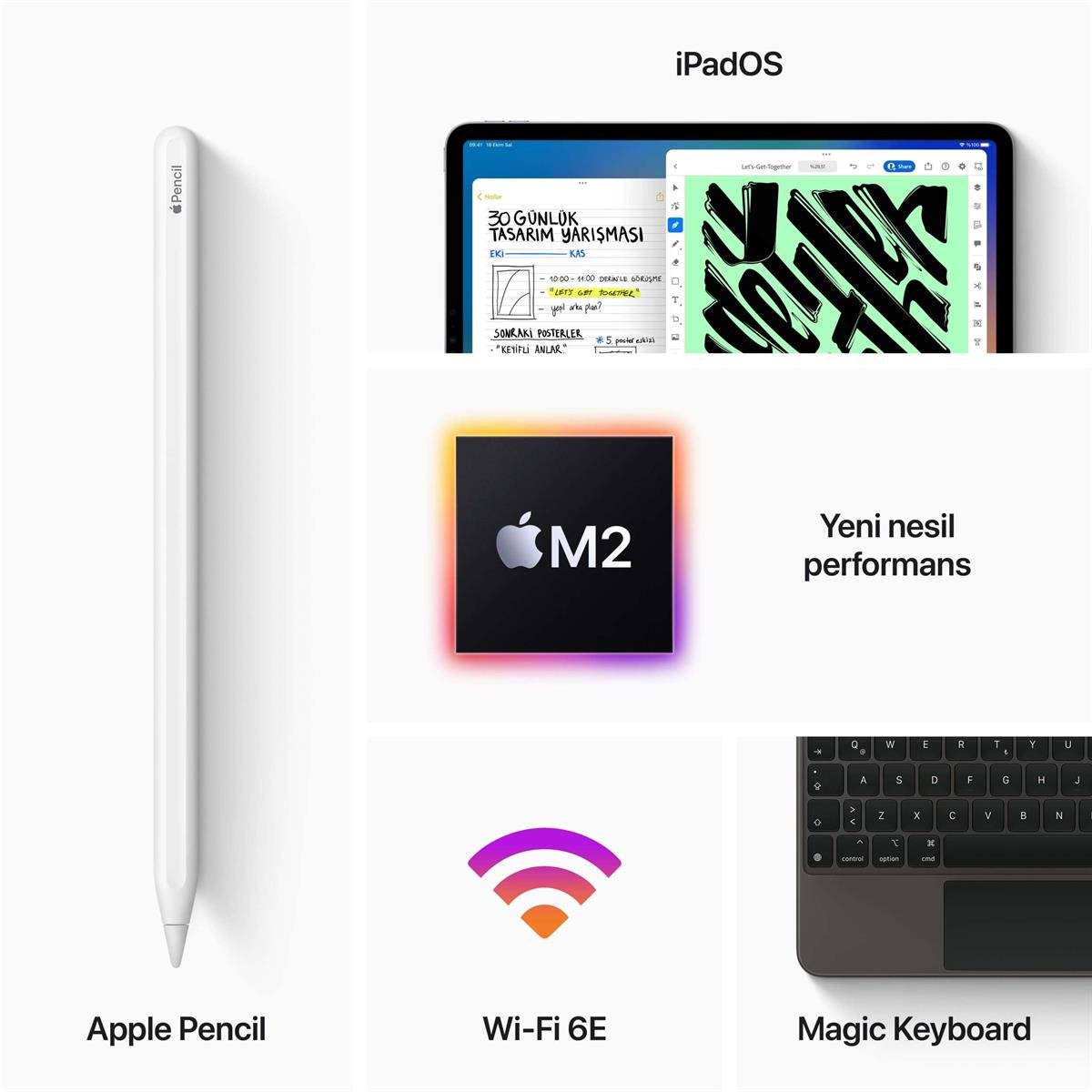 iPad Pro 12.9'' ( 6.nesil ) Wi-Fi 128GB Gümüş MNXQ3TU/A