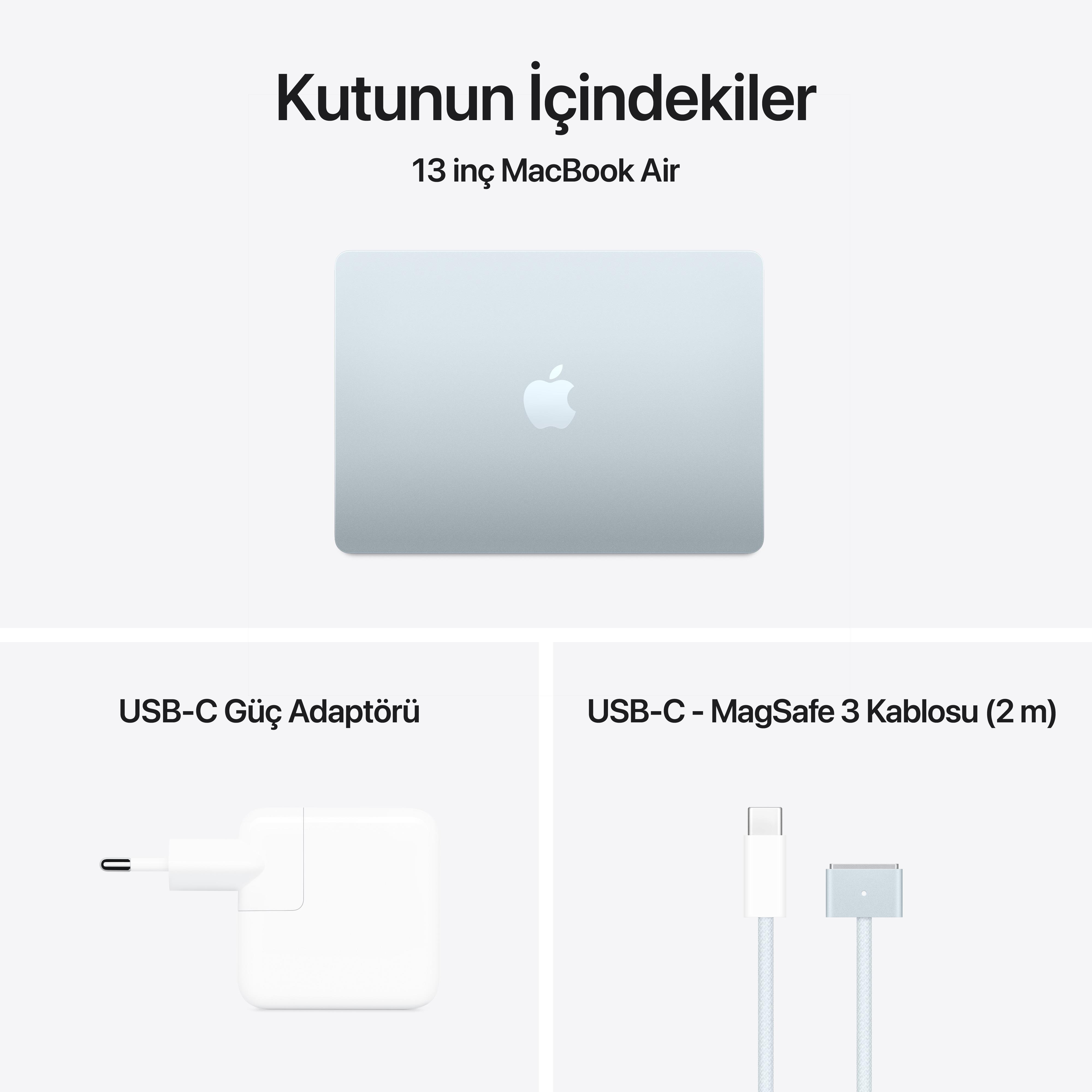 MacBook Air 13'' 10-Core CPU 8-Core GPU Apple M4 / 16GB / 256GB SSD / Gök Mavisi MC6T4TU/A