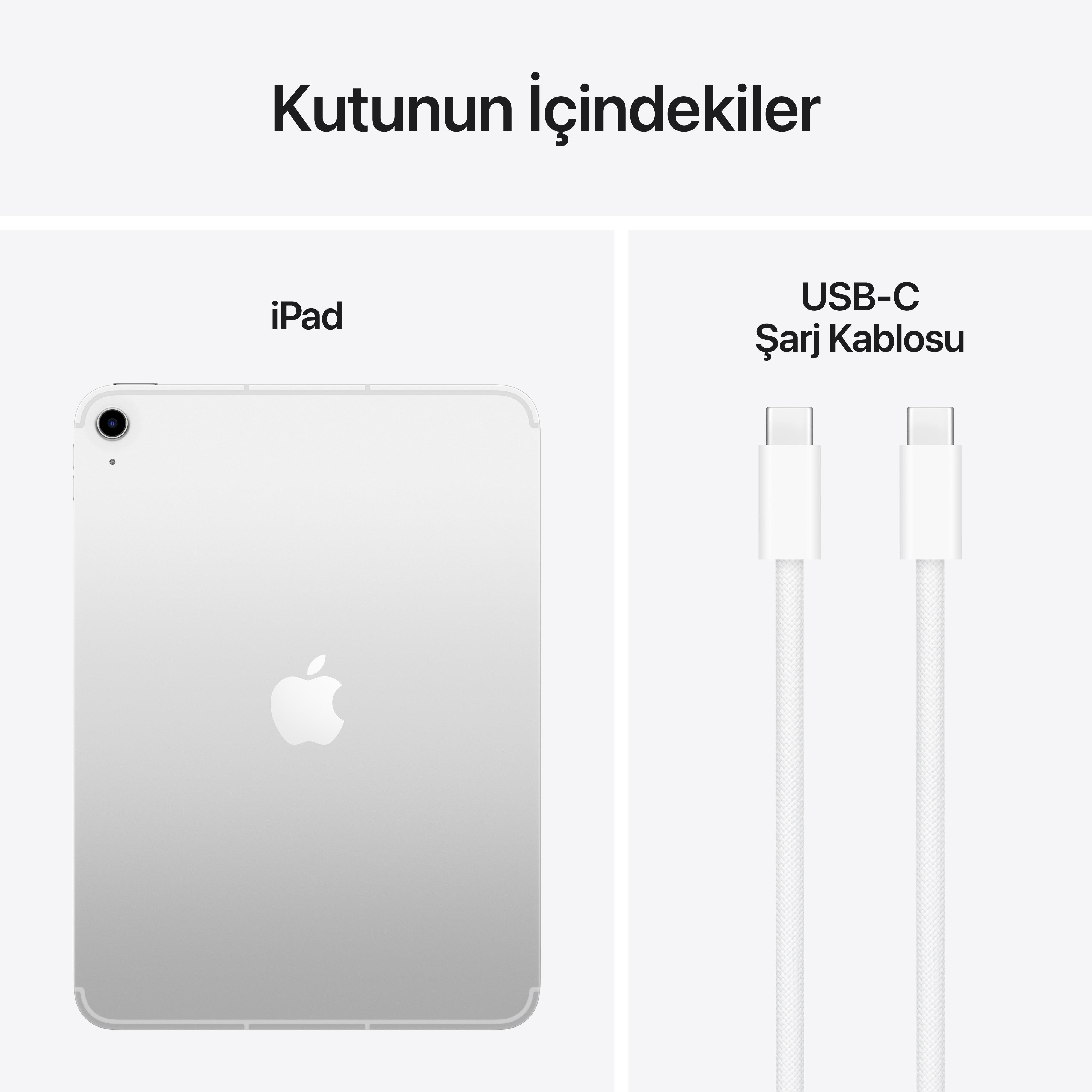 iPad 10.9'' (A16) Wi-Fi + Cellular 128GB Gümüş MD7F4TU/A