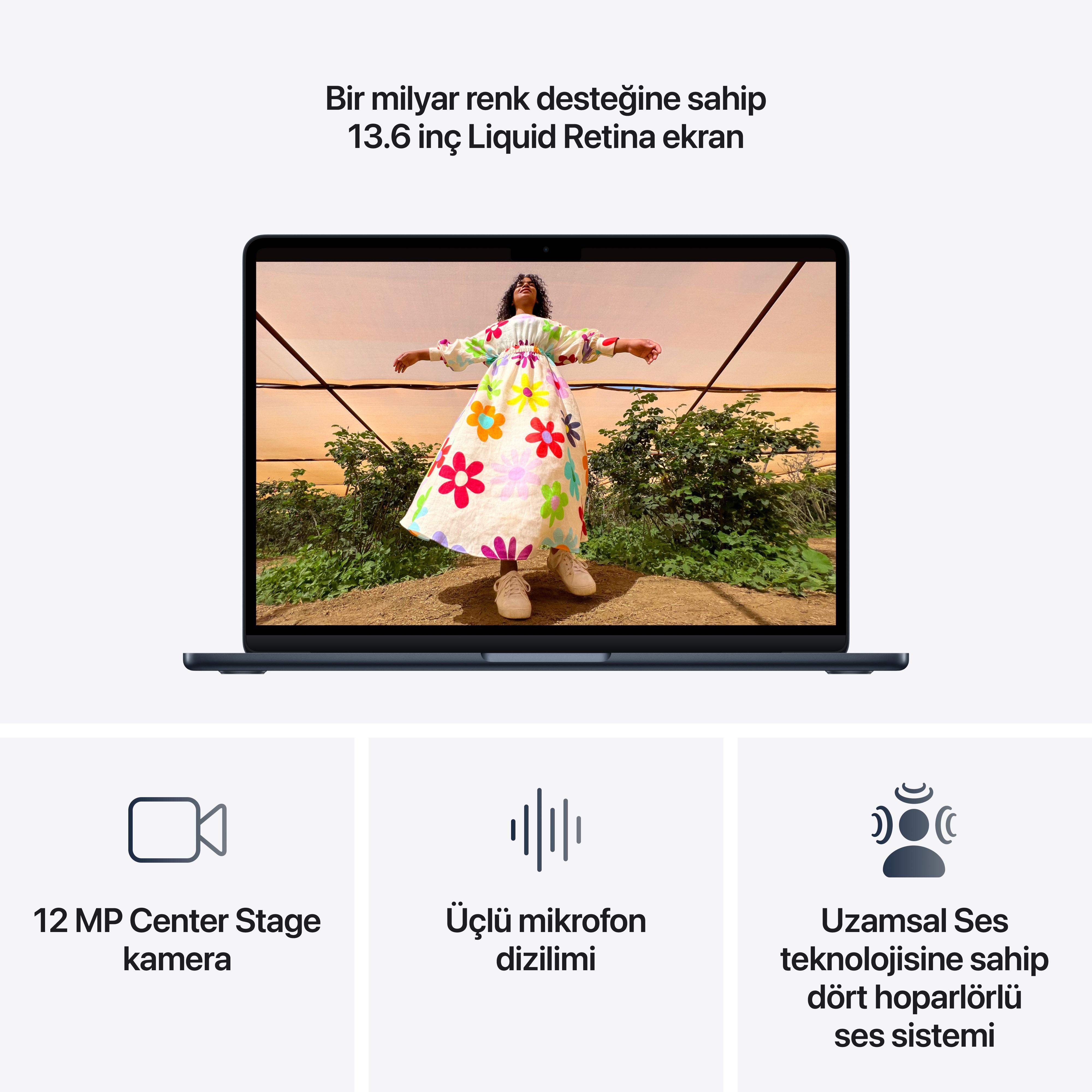 MacBook Air 13'' 10-Core CPU 8-Core GPU Apple M5 / 16GB / 512GB SSD / Gece Yarısı MDHE4TU/A