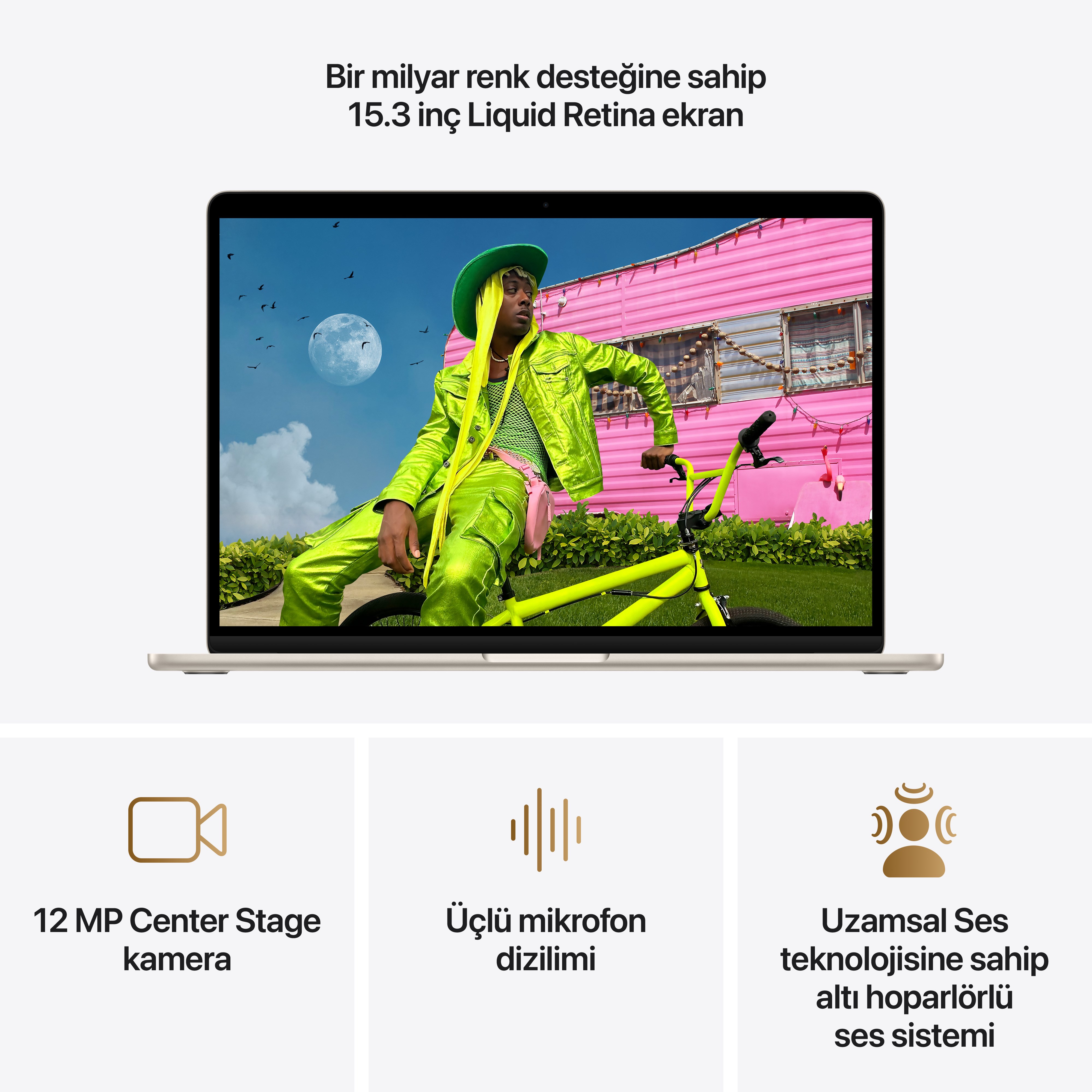 MacBook Air 15'' 10-Core CPU 10-Core GPU Apple M5 / 16GB / 512GB SSD / Yıldız Işığı MDVD4TU/A
