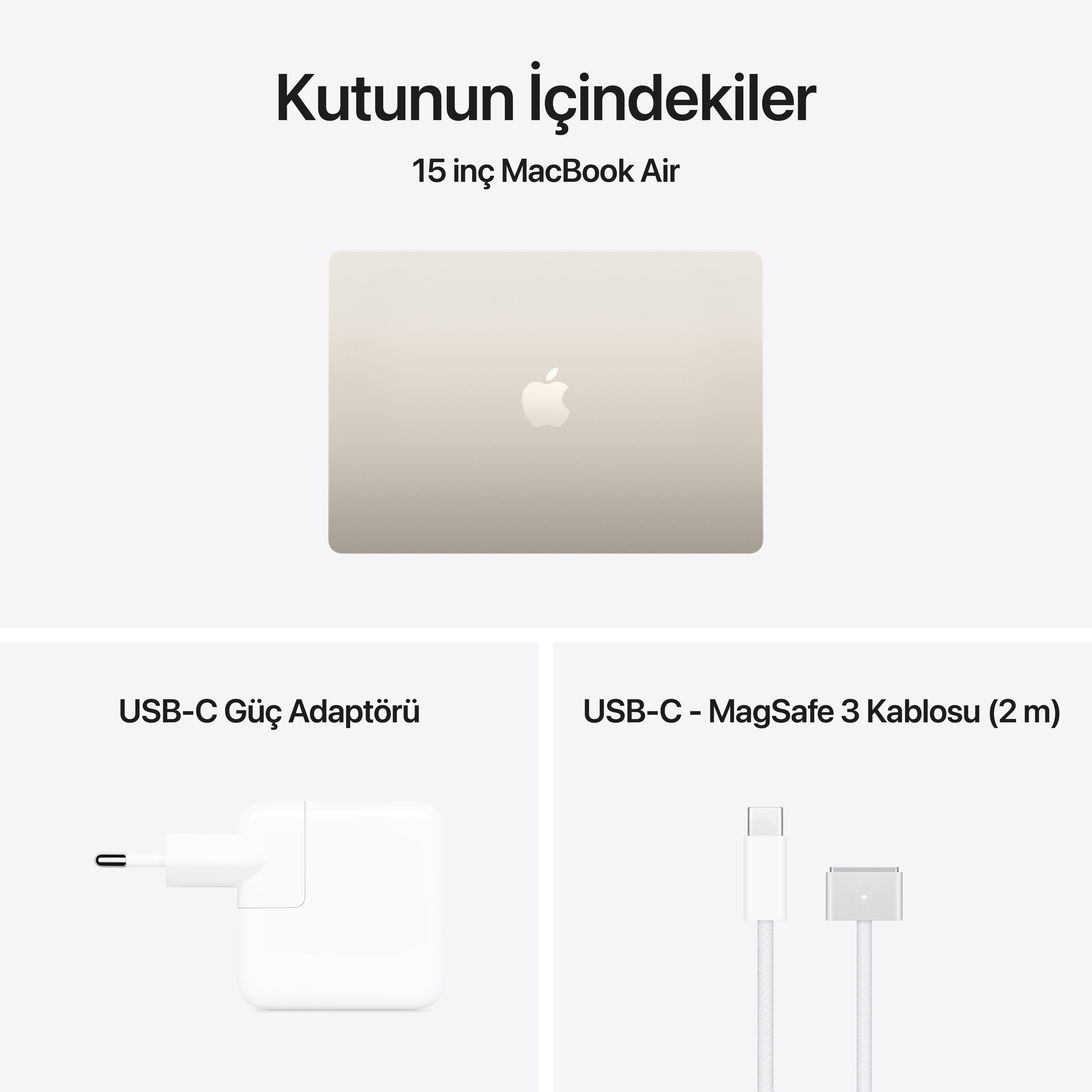 MacBook Air 15'' 10-Core CPU 10-Core GPU Apple M5 / 16GB / 512GB SSD / Yıldız Işığı MDVD4TU/A